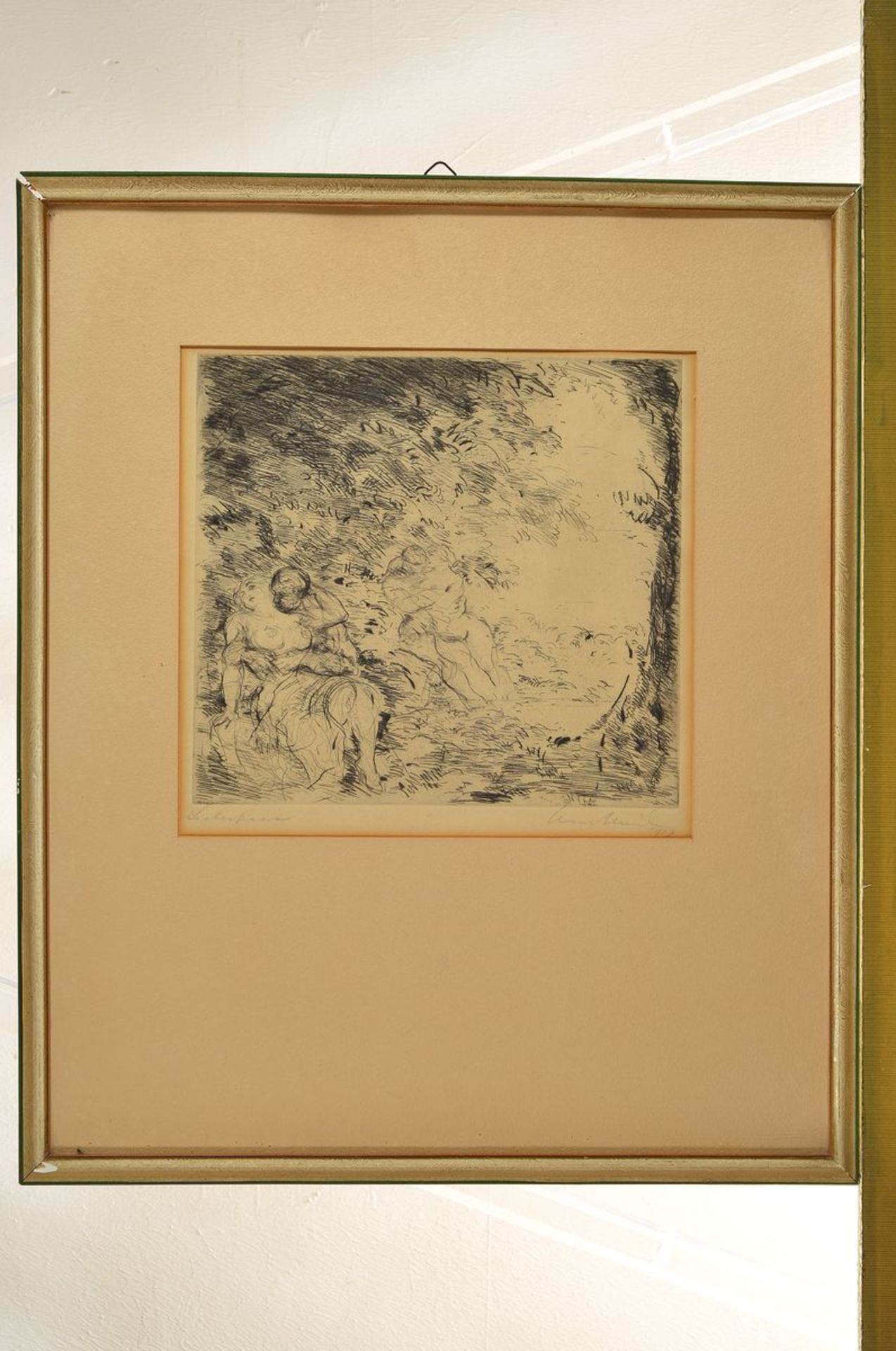 Hans Meid, 1883 Pforzheim-1957 Ludwigsburg, lovers, Etching of 1917, handsigned, dated and titled, - Bild 3 aus 3