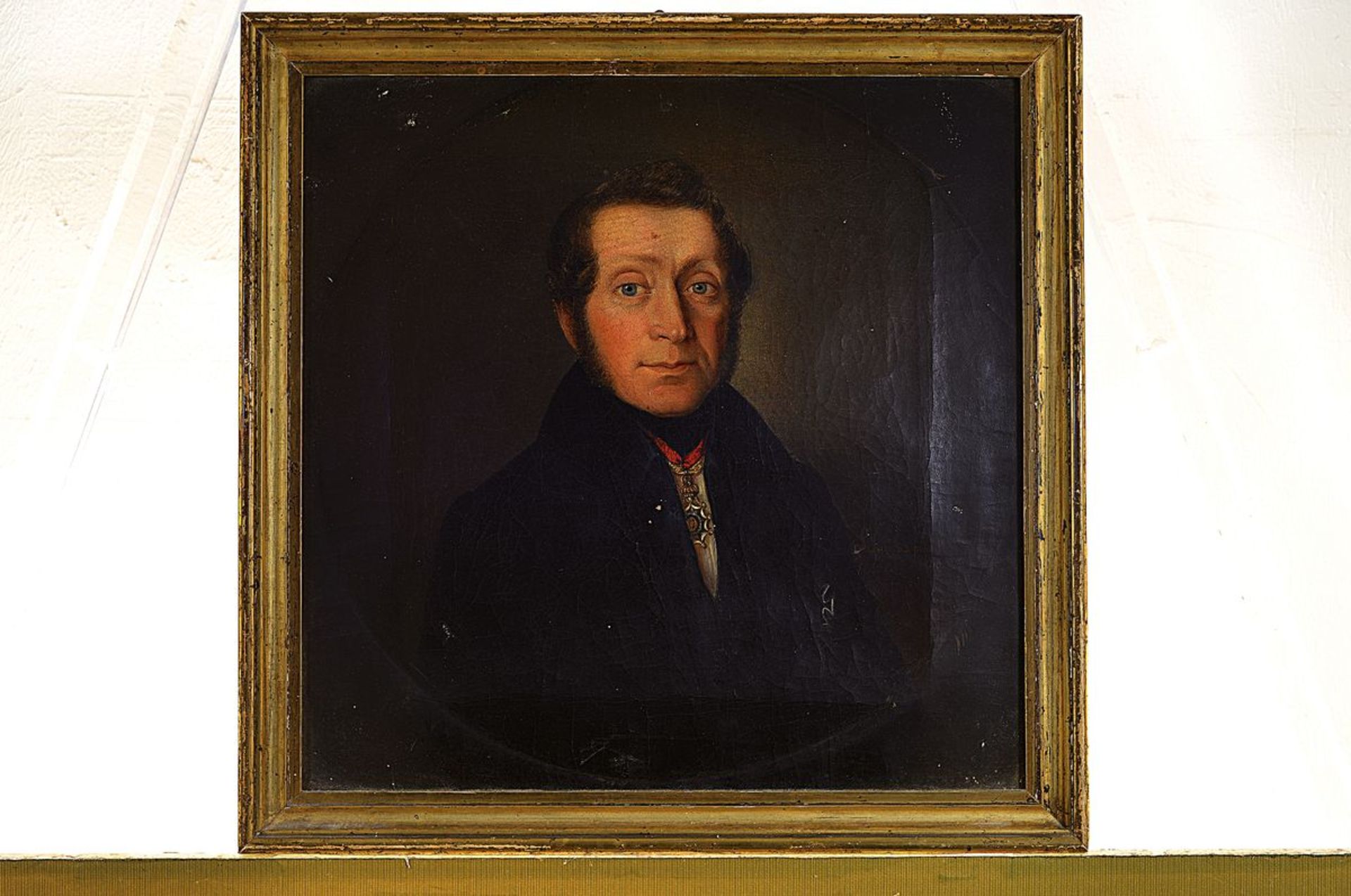 Lipgens, deutscher Portraitmaler, dated 1840, portrait of a noble with medal, oil / canvas, - Bild 2 aus 2