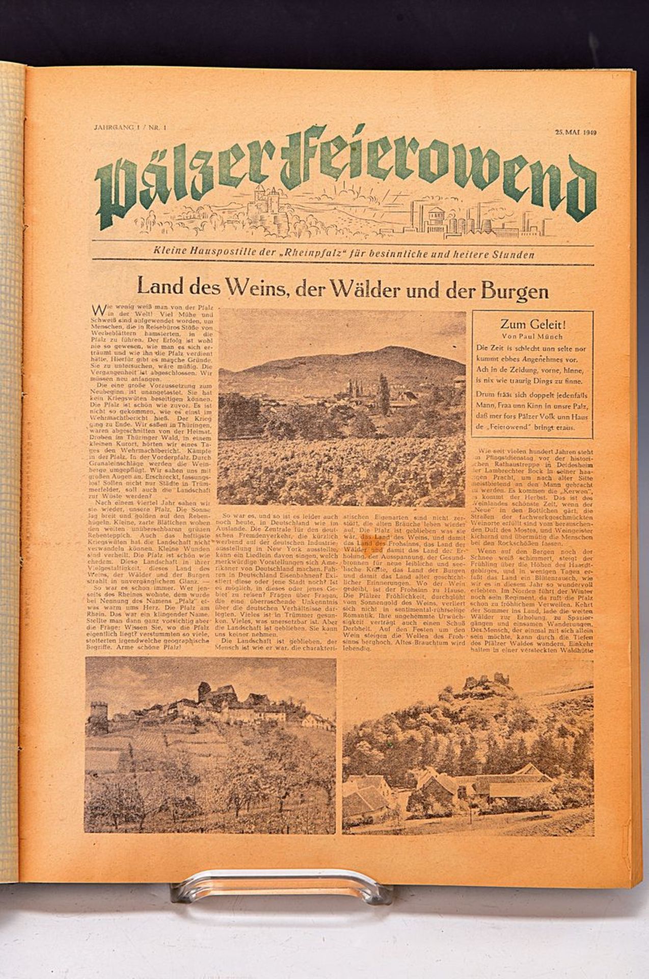 bound newspapers of the Palatinate: first issue of the Rheinpfalz, 29.September 1945, edition 1- - Image 2 of 3