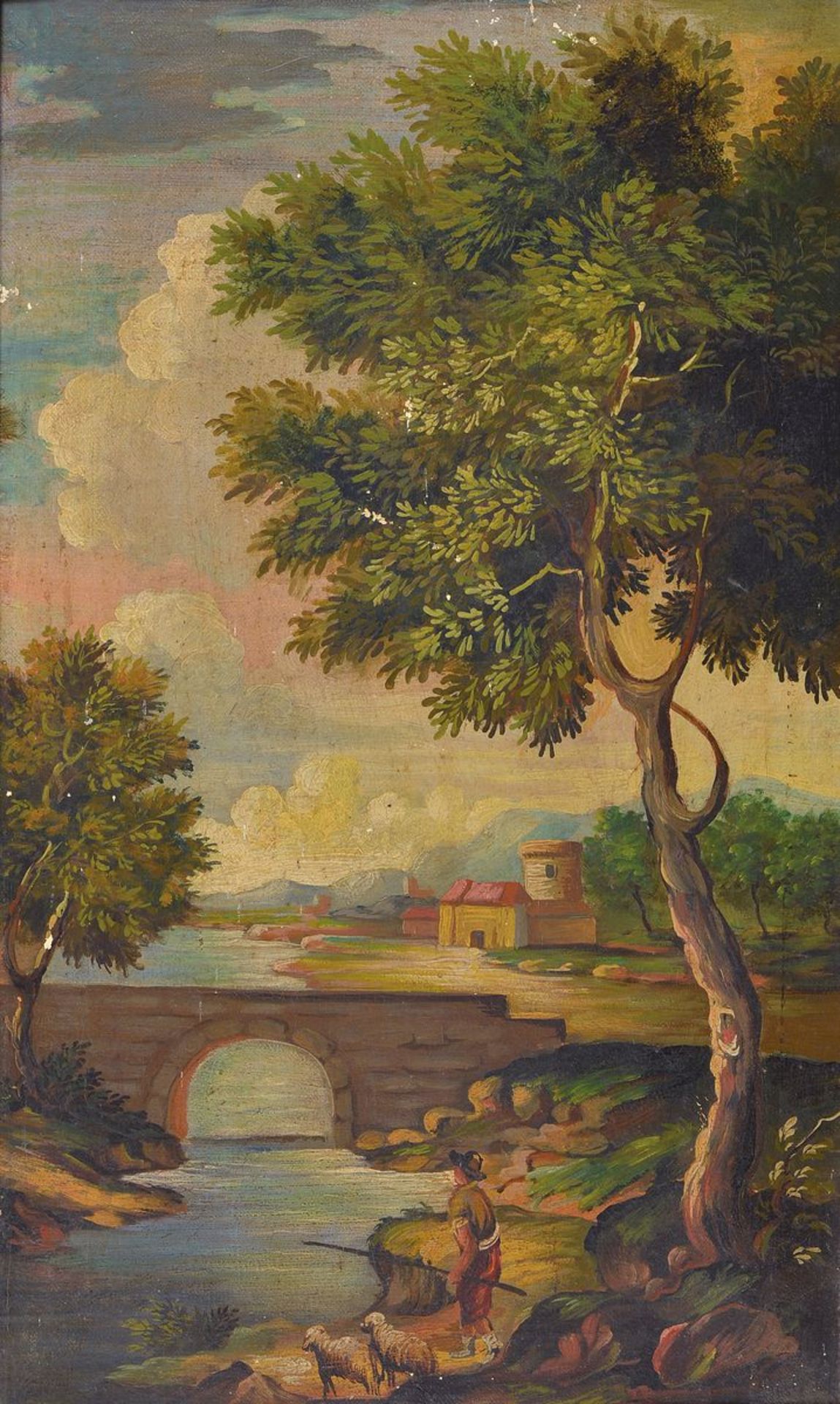 Unidentified artist, around 1900, after a model around 1780, Ideal Italian landscape, oil /