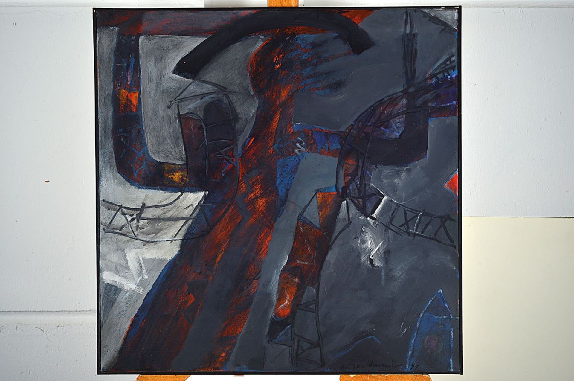 Edgar Schmandt, 1929 Berlin-2019 Mannheim, Schema 2, titled on the reverse, oil / canvas,signed - Bild 3 aus 4