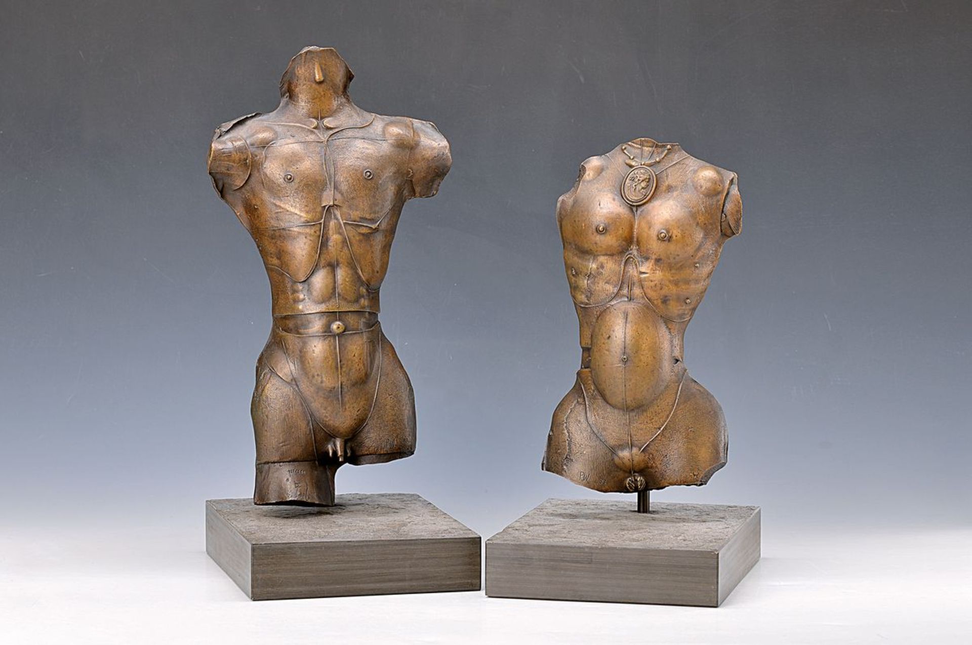 Paul Wunderlich, 1927 Eberswalde - 2010 Saint-Pierre-de-Vassols, female and male torso, patinated