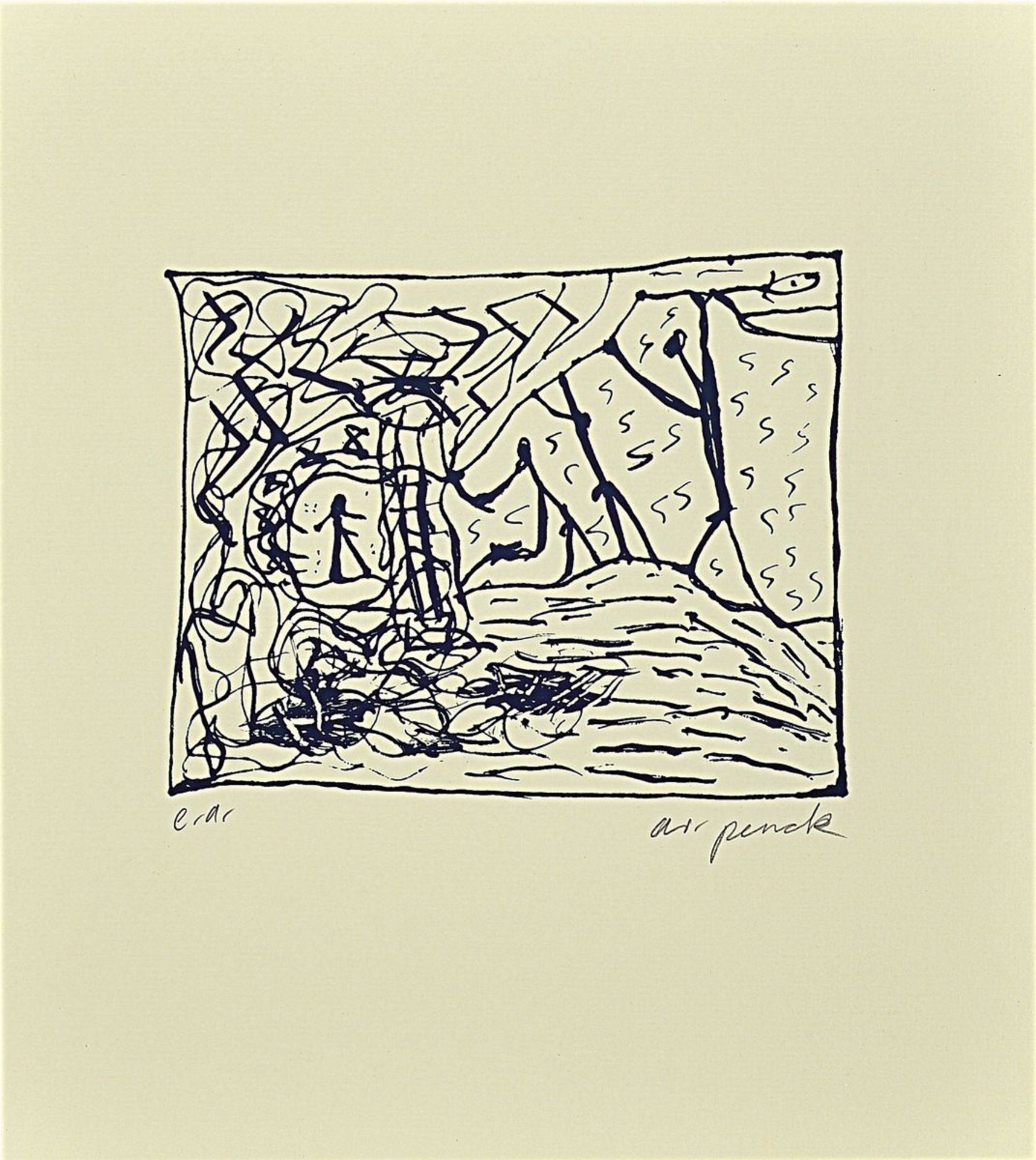 A.R. Penck, 1939 - 2017, screen print, signed and inscribed, e.a. (Artist's copy from an edition