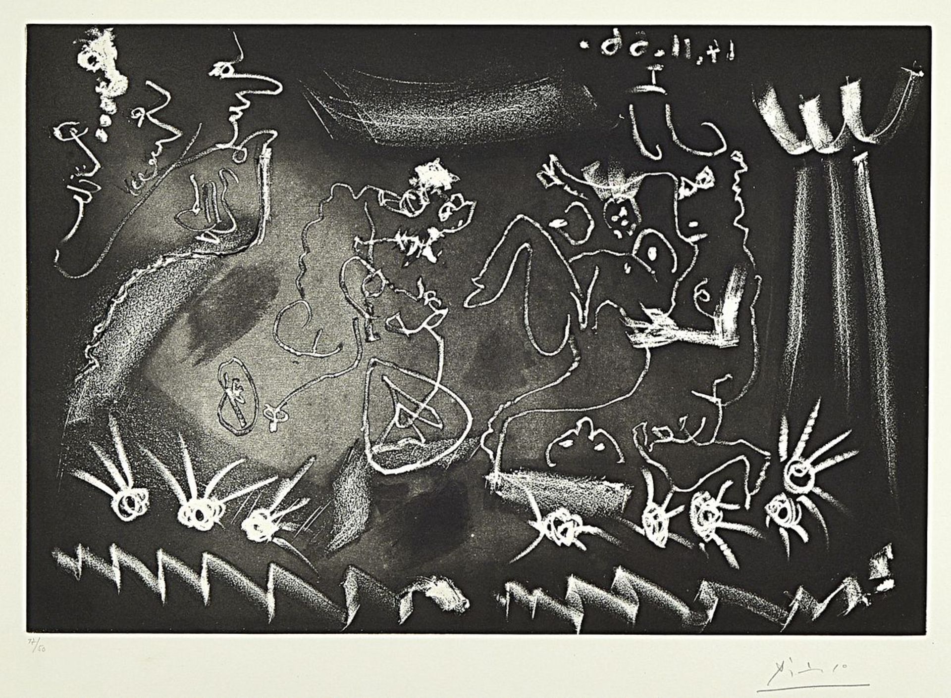 Pablo Picasso, 1881 - 1973, aquatint and drypoint etching on BFK Rives paper with watermark,