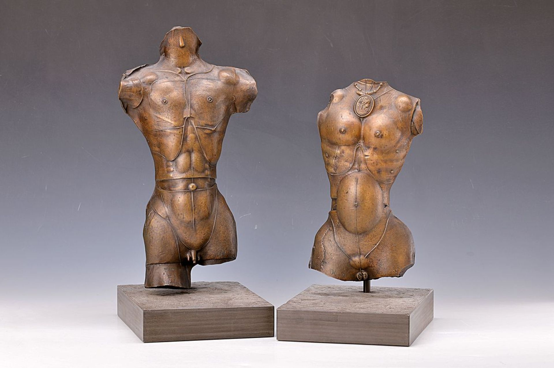 Paul Wunderlich, 1927 Eberswalde - 2010 Saint-Pierre-de-Vassols, female and male torso, patinated - Bild 2 aus 2