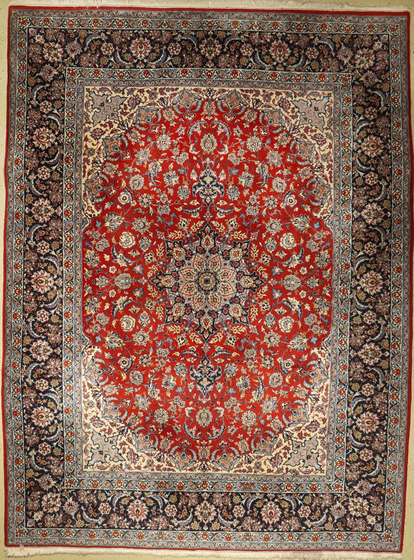 Esfahan Nadjafabad alt, Persien, ca. 60 Jahre, Wolle auf Baumwolle, ca. 407 x 305 cm, dekorativ,