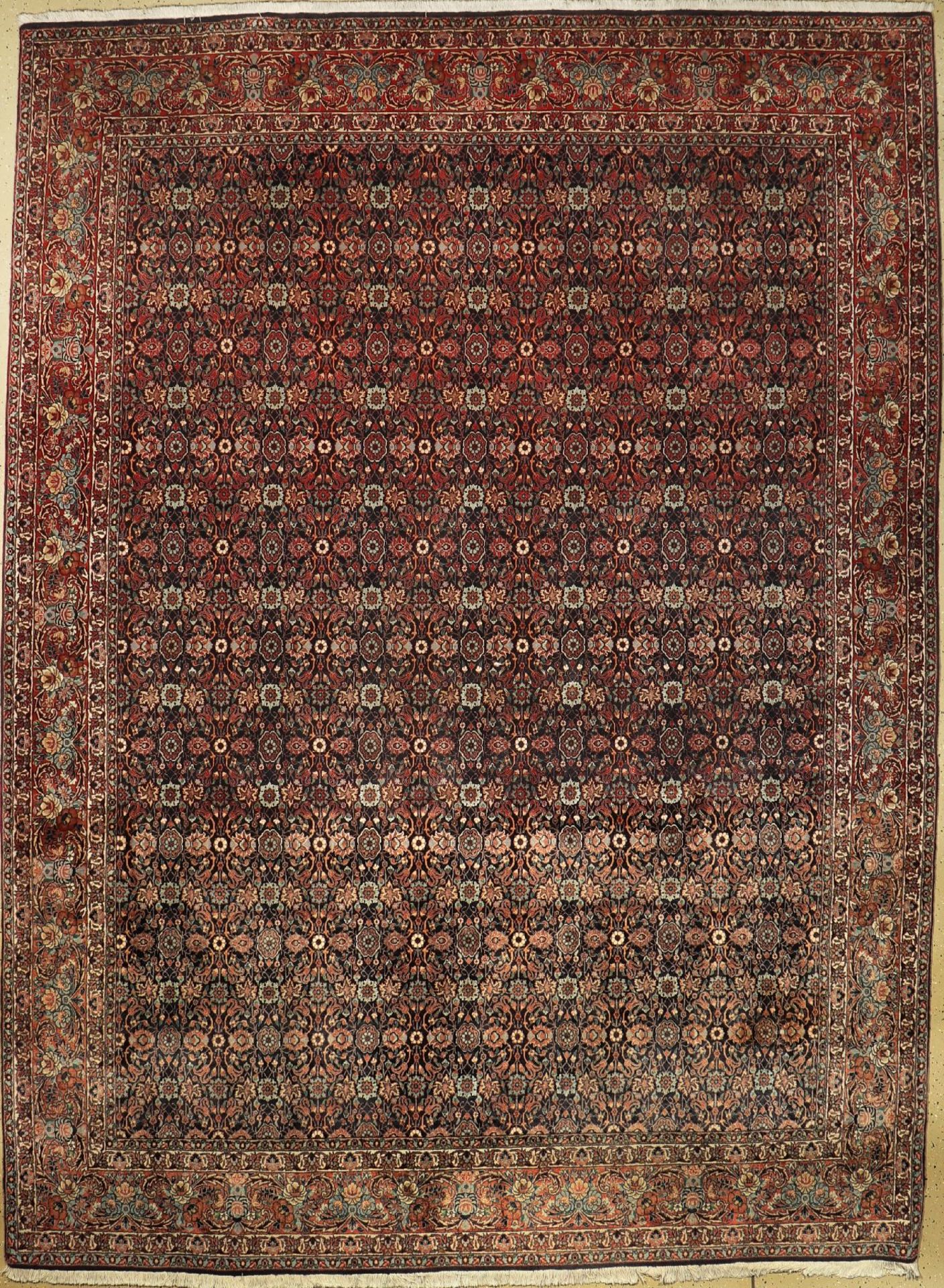 Bidjar Kork fein, Persien, ca. 30 Jahre, Korkwolle, ca. 344 x 254 cm, EHZ: 2, (verblaßt)