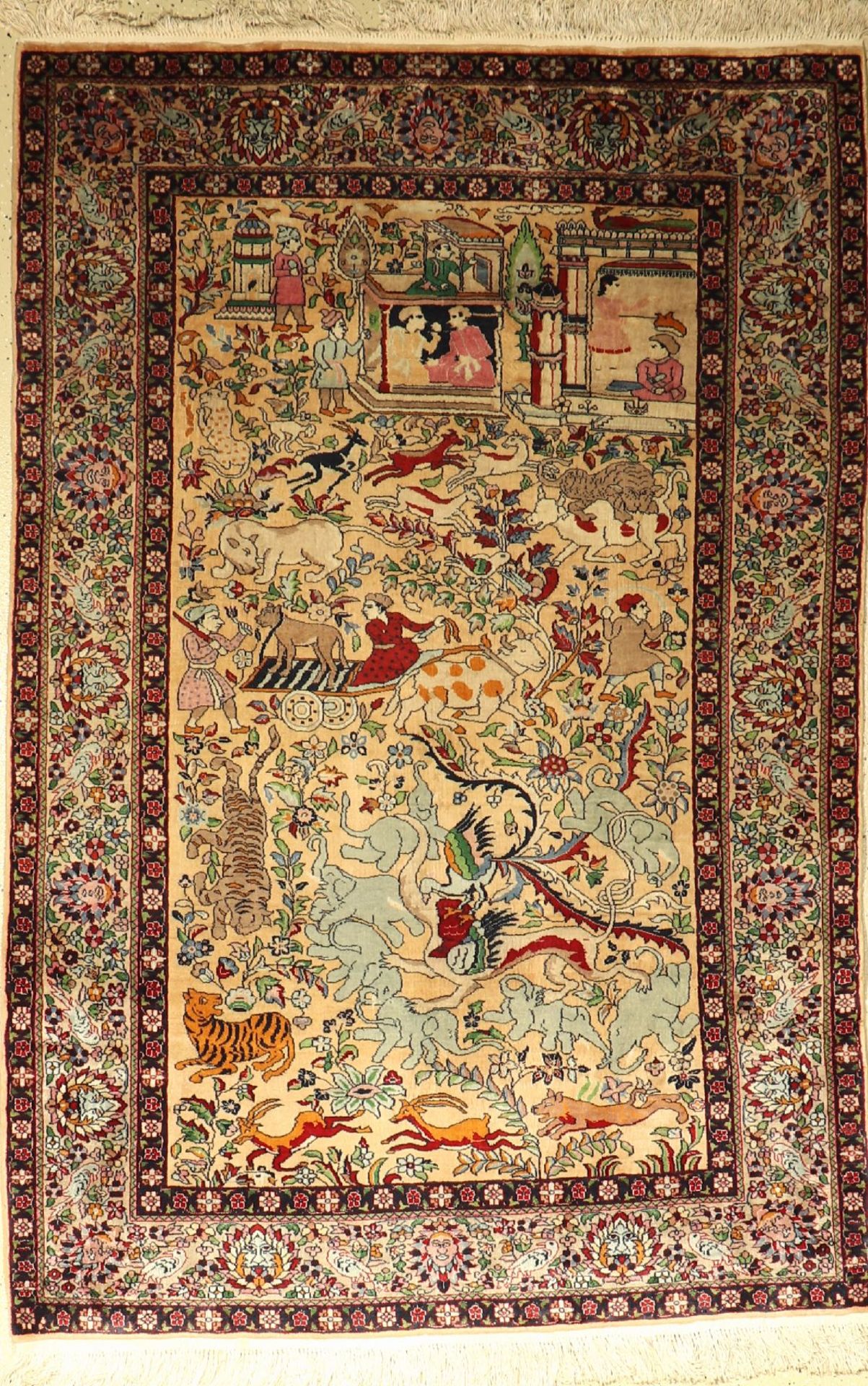Kashmir alt, Indien, ca. 60 Jahre, Wolle auf Baumwolle, ca. 188 x 124 cm, EHZ: 2