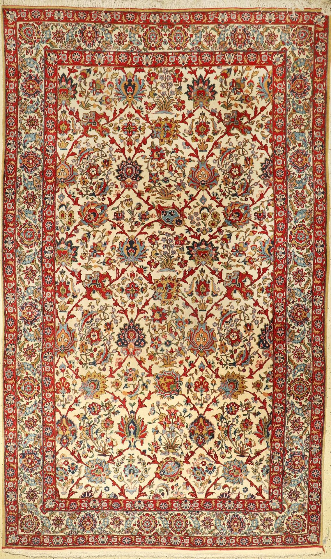 Ghom Kork alt, Persien, ca. 60 Jahre, Korkwolle, ca. 330 x 194 cm, seltenes Format, EHZ: 2