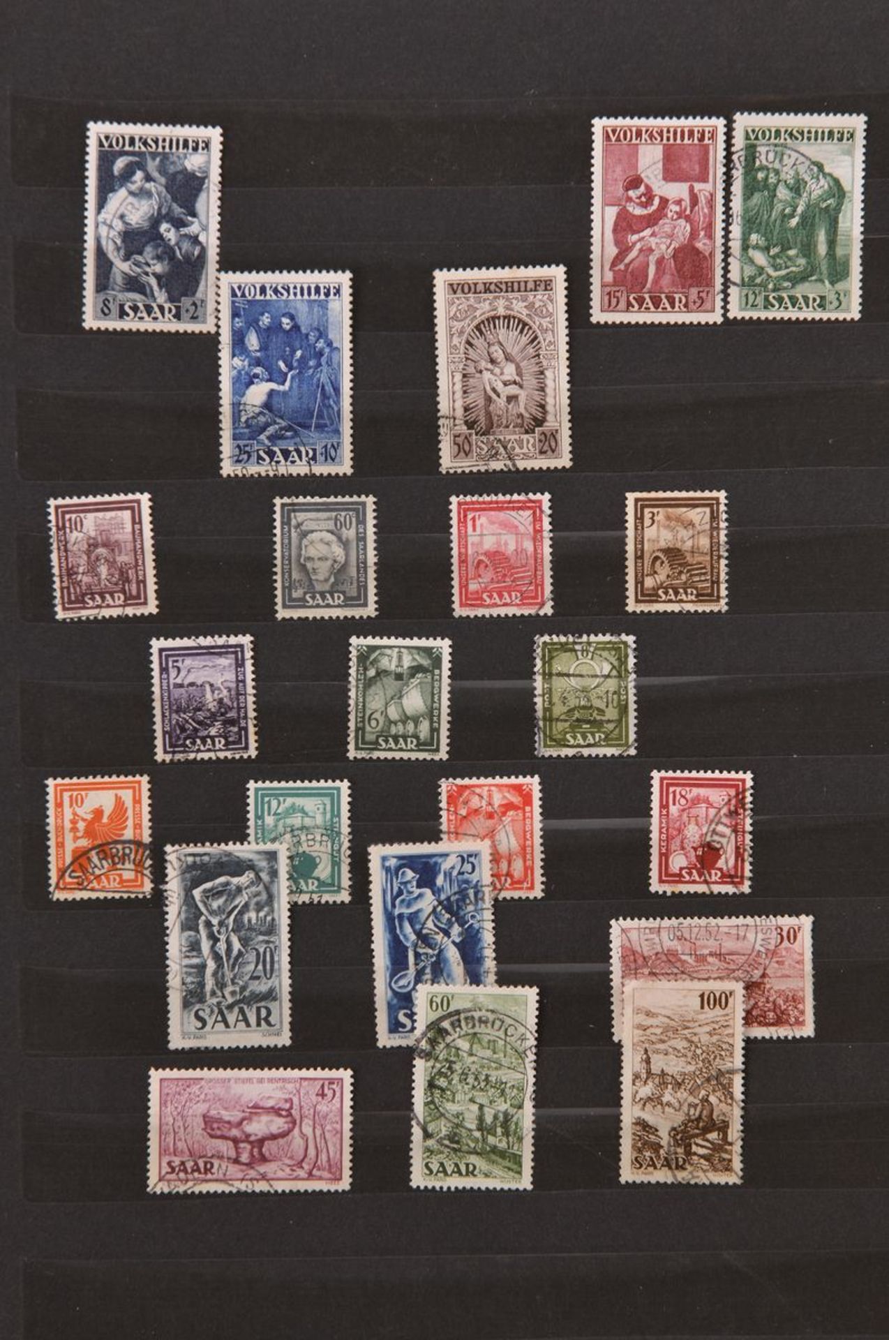 Briefmarken, Saarland, 1947-1958, Prachtsammlung, durchweg nur ausgesucht sauber rundgestempelt