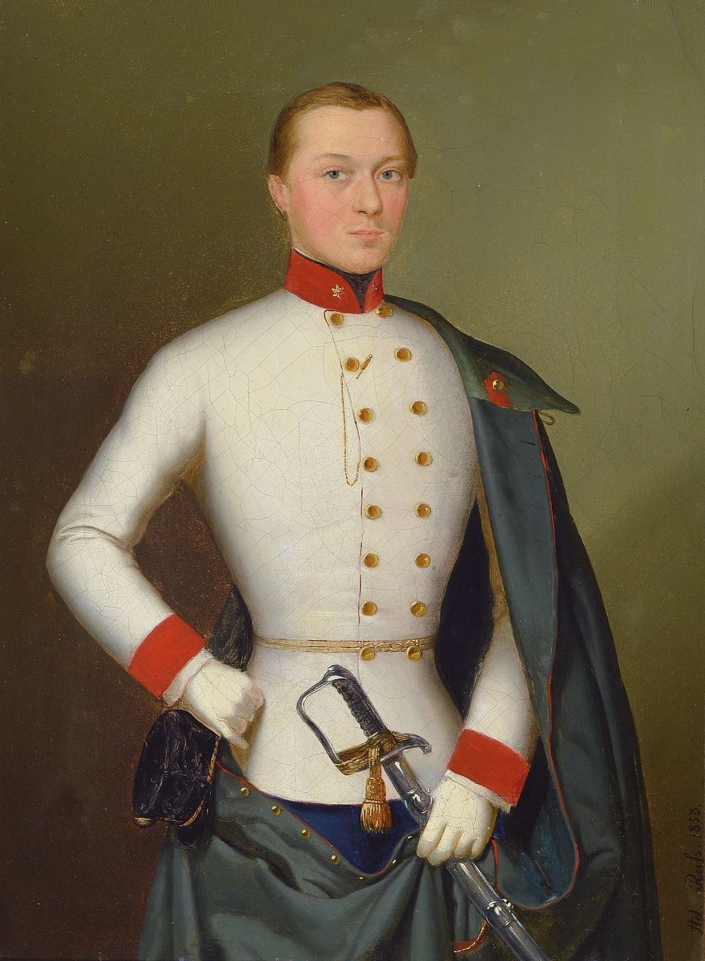 Adolf Russ, 1820-1911, Dreiviertelporträt eines Offiziers, Öl/Lwd, seitlich rechts signiert und dat.