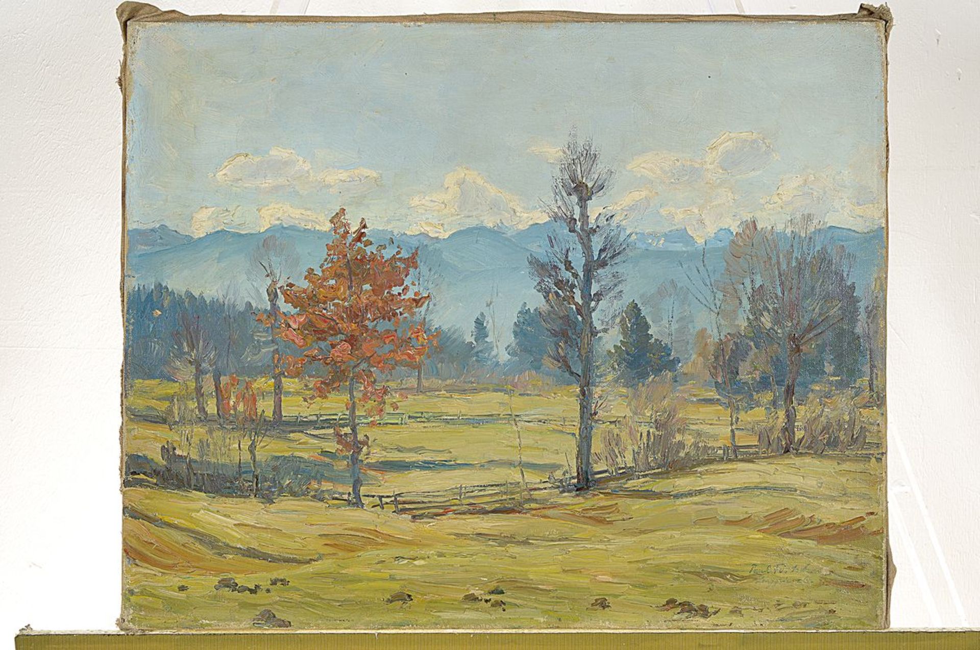 Paul Förtsch, 1888 Nürnberg-1972 Berchtesgarden, Landschaft bei Lenggries, Öl/Lwd, rechts unten - Bild 3 aus 3