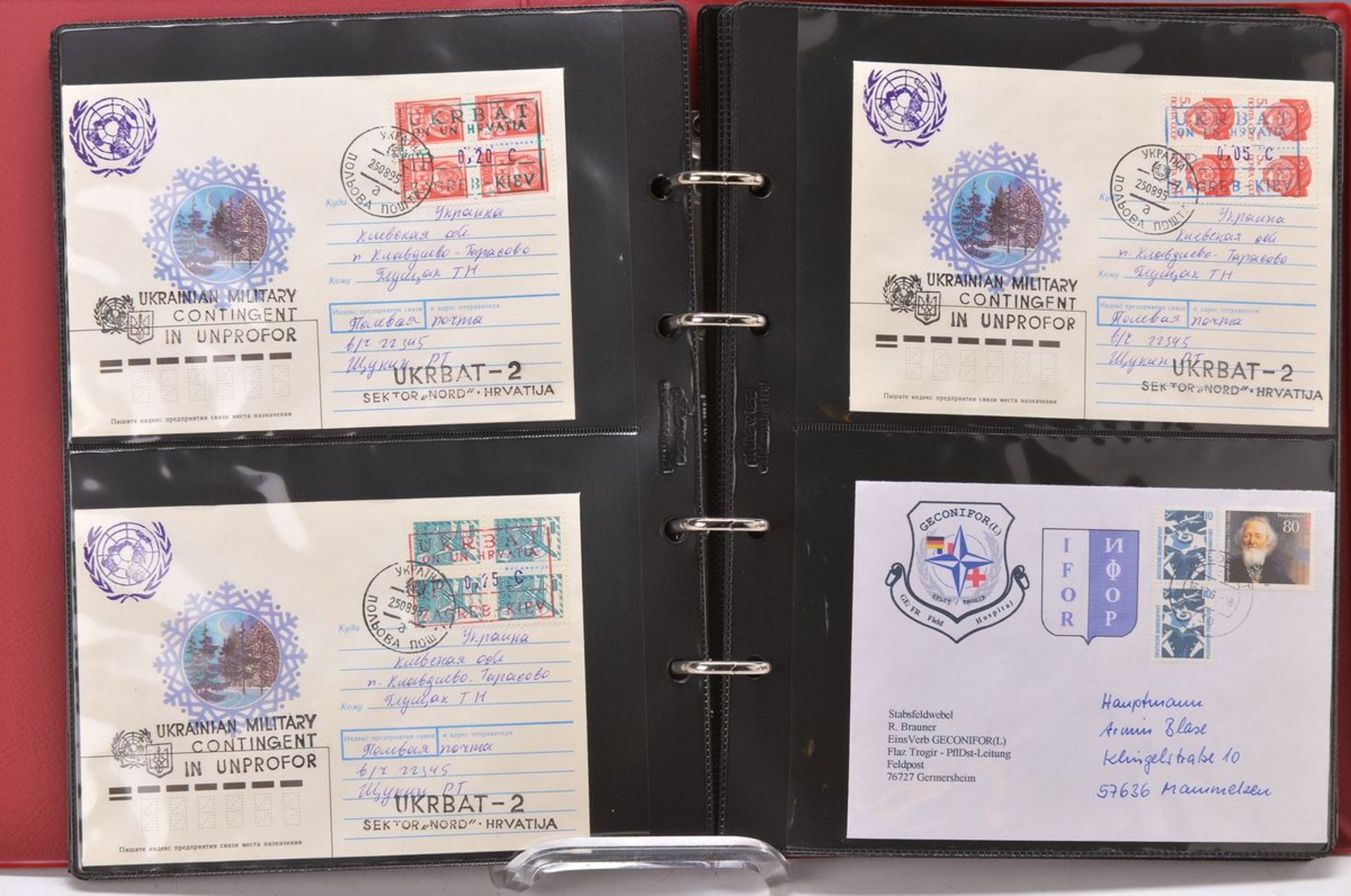 Sammlung 77 seltene Karten bzw. Briefmarkenbelege aus den Einsatzgebieten der UN-Friedenstruppen