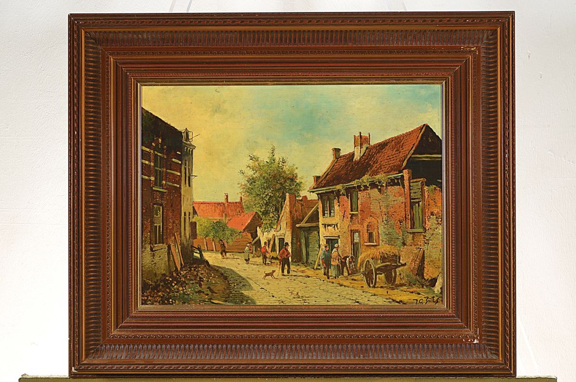 Jan Gerard Smits, 1823-1910, Holländische Stadtansicht, Öl/Holz, rechts unten signiert, ca. 35x47cm, - Bild 3 aus 3