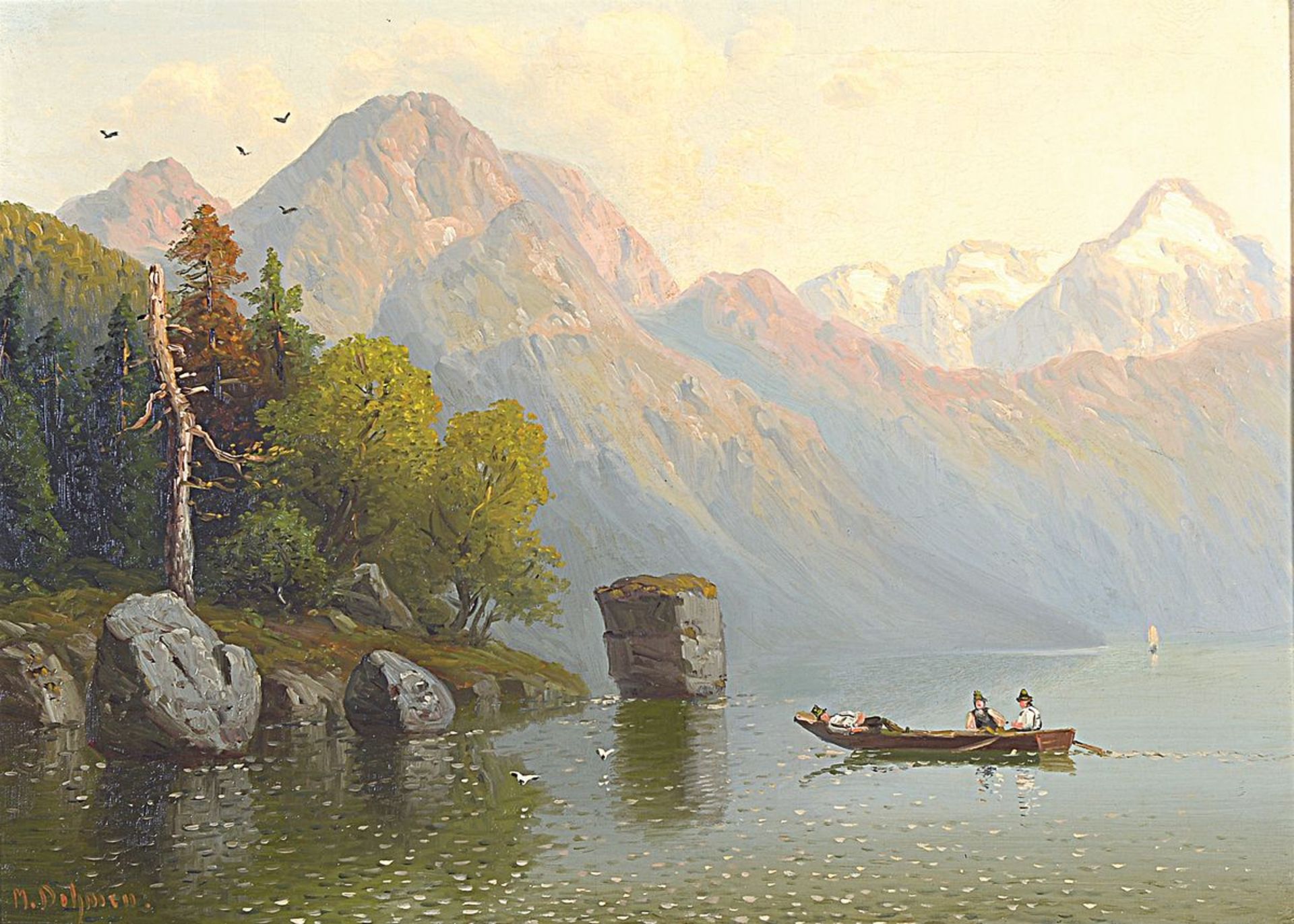 M. Dohmen, Düsseldorfer Maler des späten 19. Jh., zwei Pendants: Ansichten vom Gosausee, Öl/Lwd, - Bild 4 aus 6
