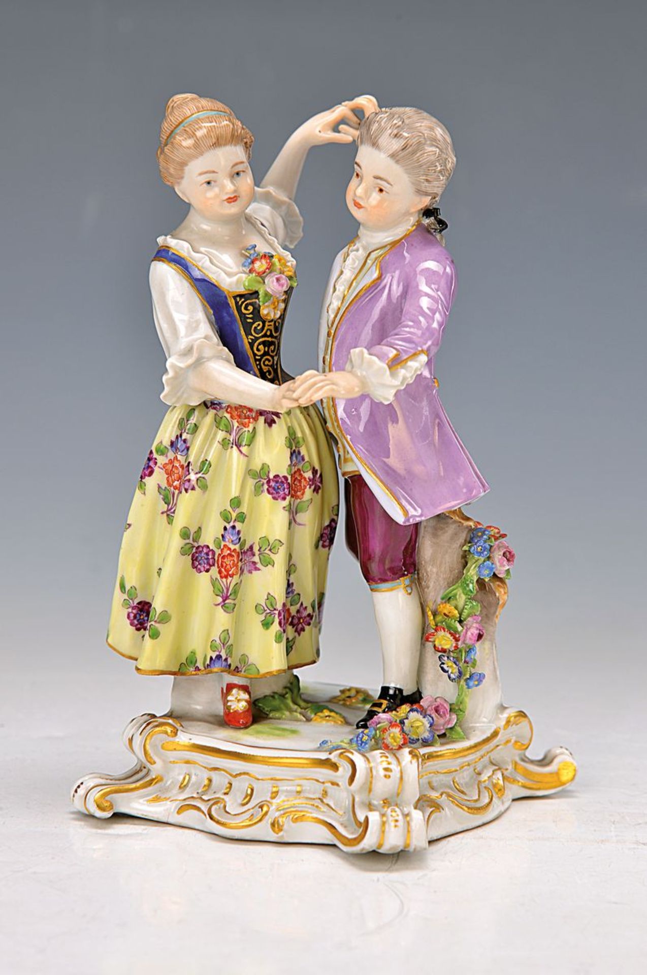 Porzellangruppe, Meissen, um 1890, tanzende Kindergruppe, feine bunte Bemalung, Modellnr. S 174,