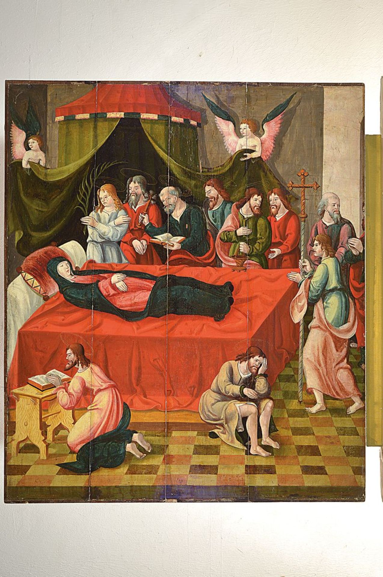 Tafelbild, wohl süddeutsch, 1520/60, "Das Entschlafen der Gottesmutter", Beweinung der - Bild 2 aus 2