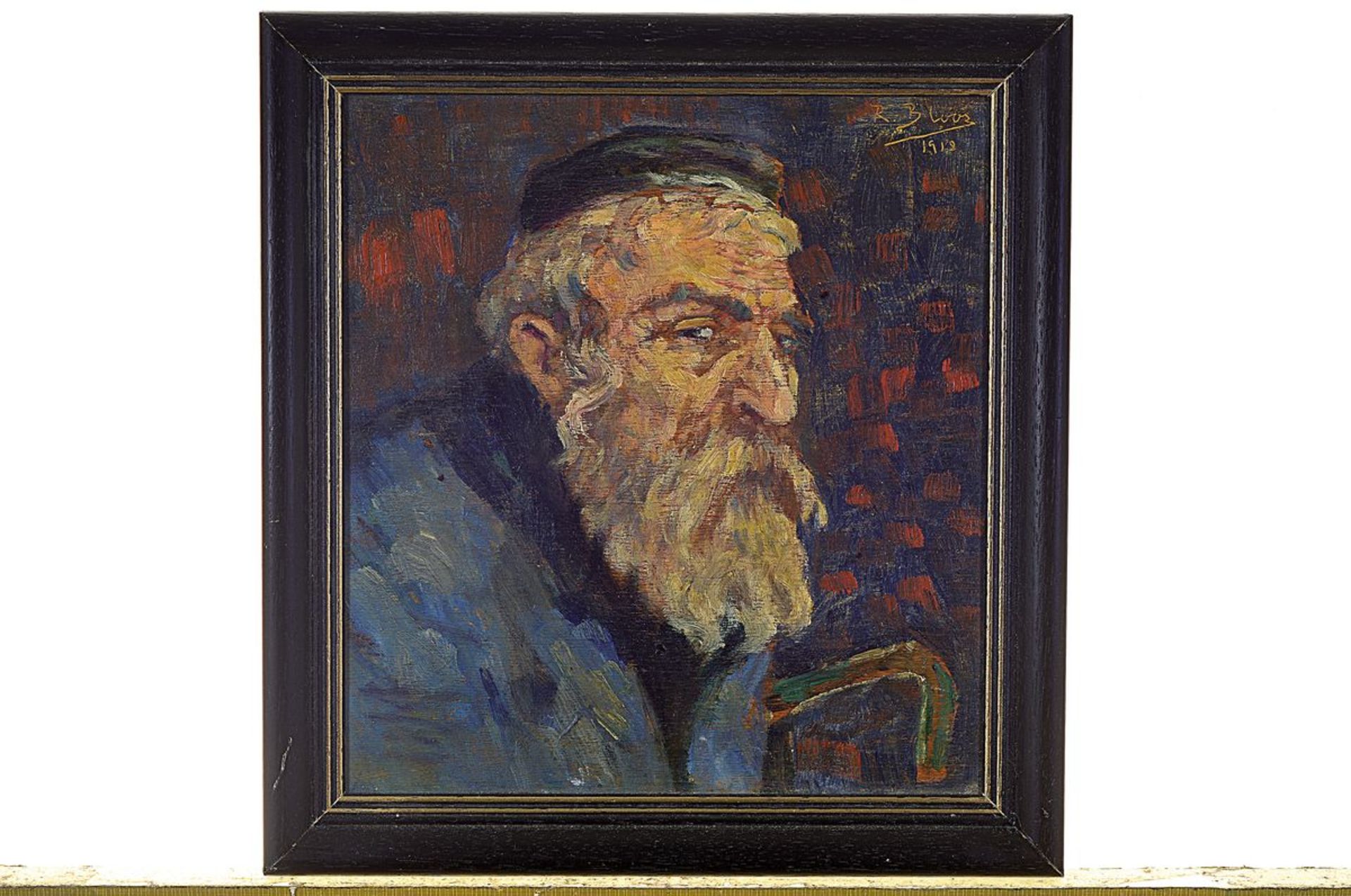 Richard Bloos, 1878-1957, Porträt eines bärtigen alten Mannes, Öl/Holz, rechts oben signiert und - Bild 2 aus 2