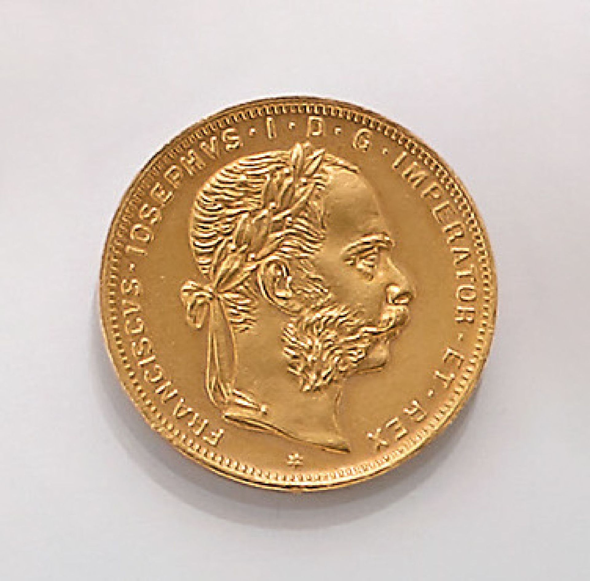 Goldmünze 8 Florin, 20 Franken, Österreich/Ungarn 1892, Franz Joseph I.Gold coin 8 Florin , 20 Swiss