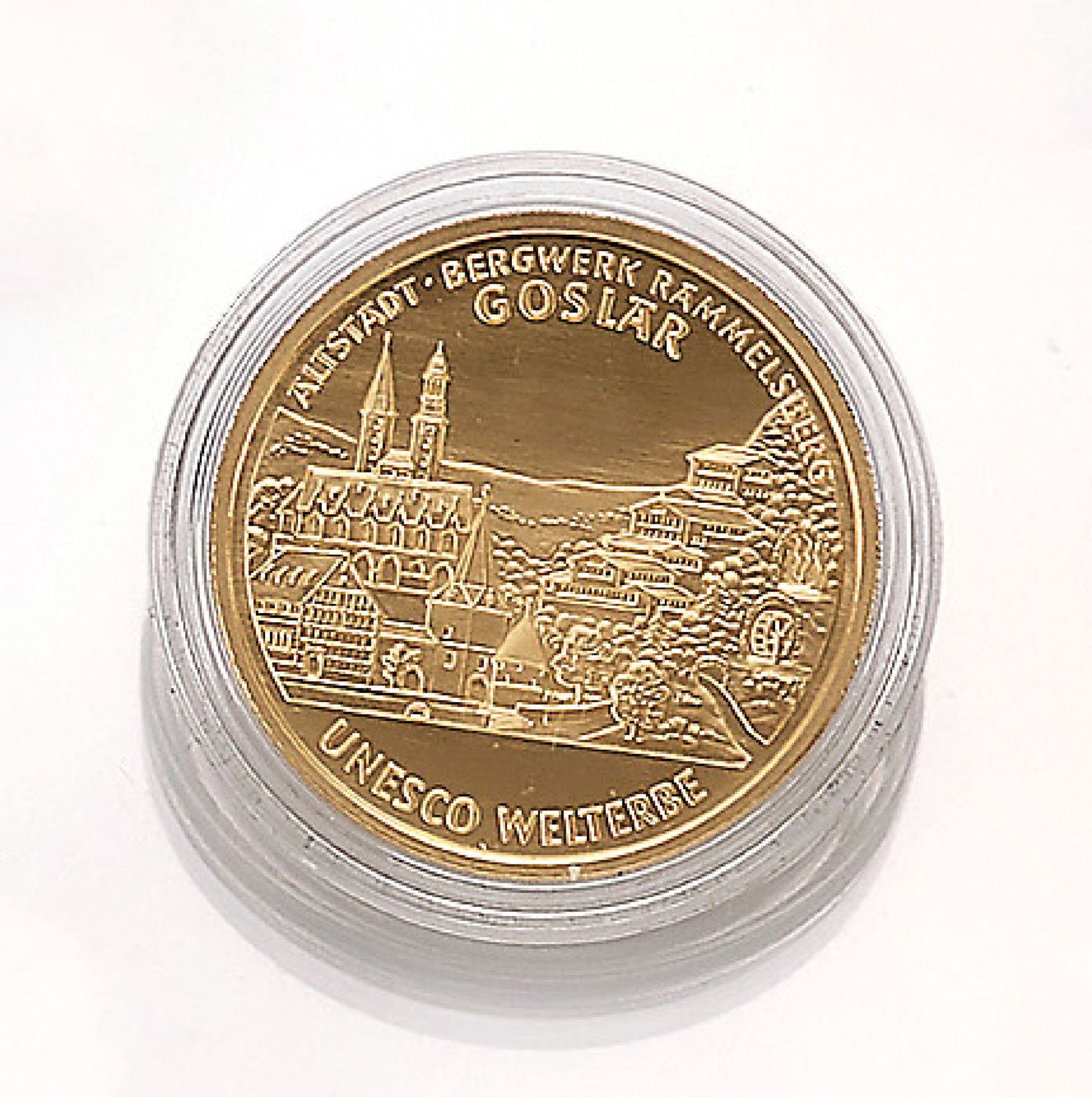 Goldmünze, 100 EURO, Deutschland, 2008, UNESCO-Welterbe Altstadt Goslar-Bergwerk Rammelsberg,