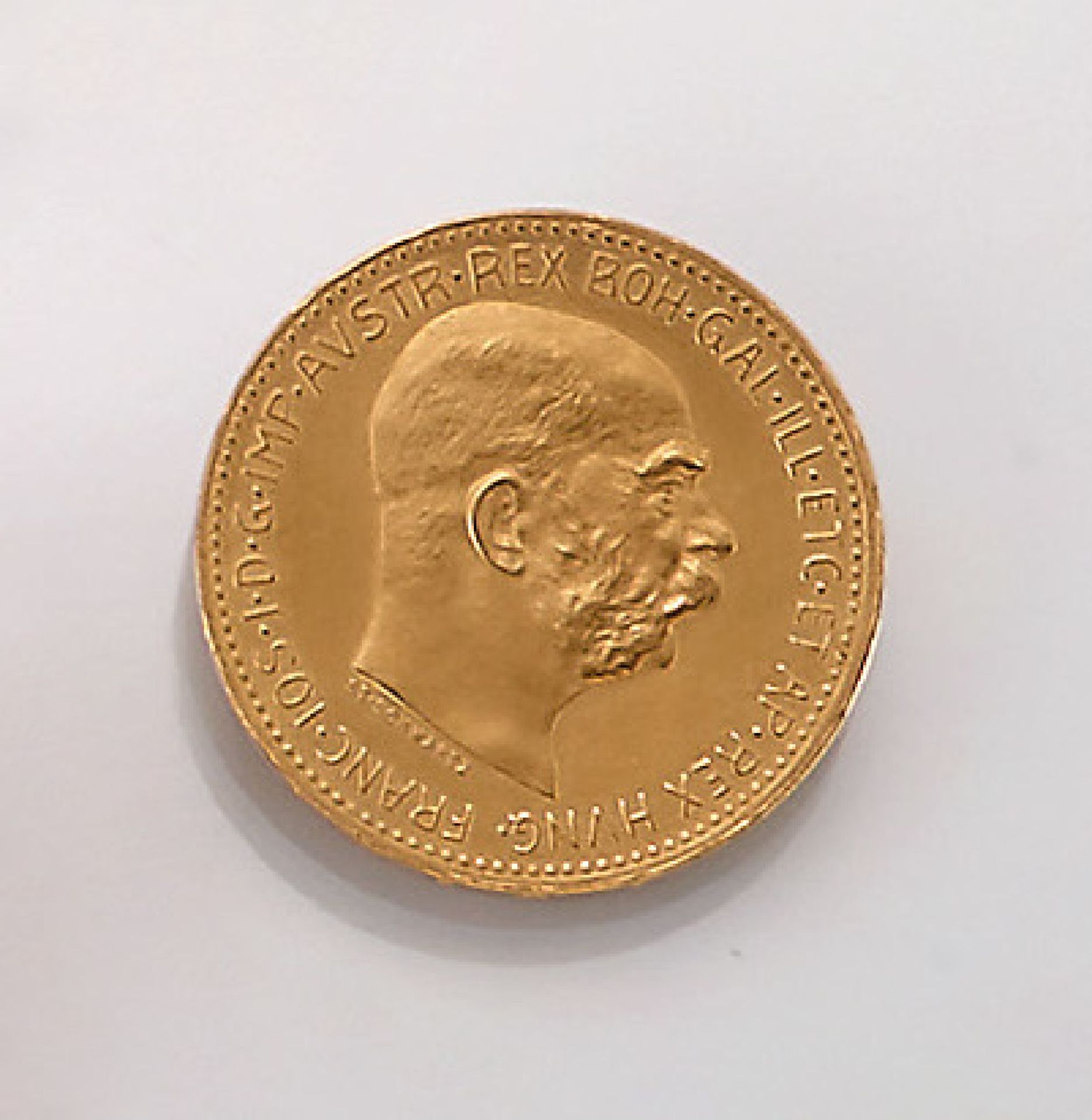 Goldmünze 20 Kronen, Österreich 1915, offizielle Nachprägung, Franz Joseph I., Entwurf St. Schwartz,