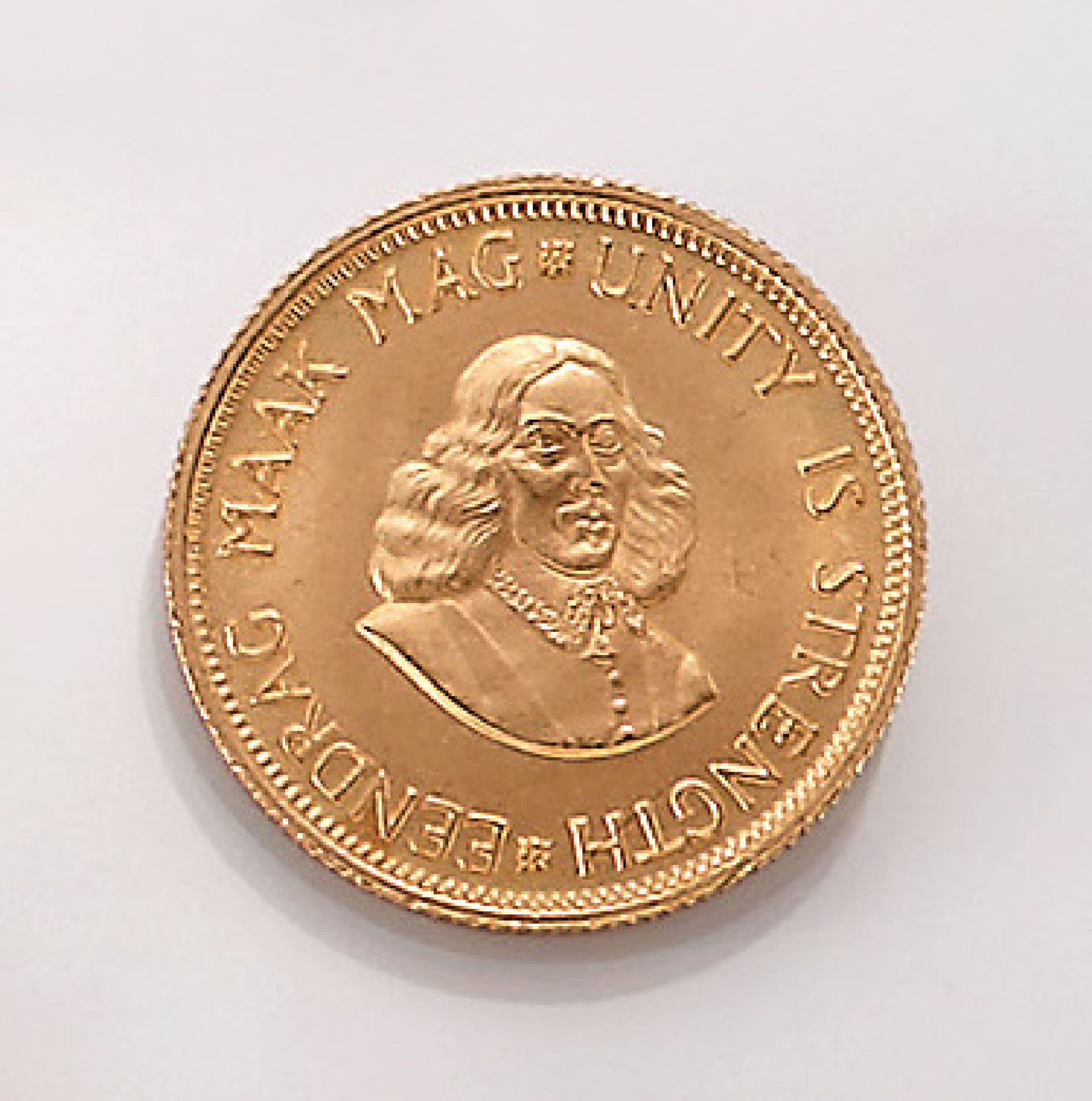 Goldmünze, 2 Rand, Südafrika, 1967, Springbock, Unity is strength, Eendrag Maak MagGold coin, 2
