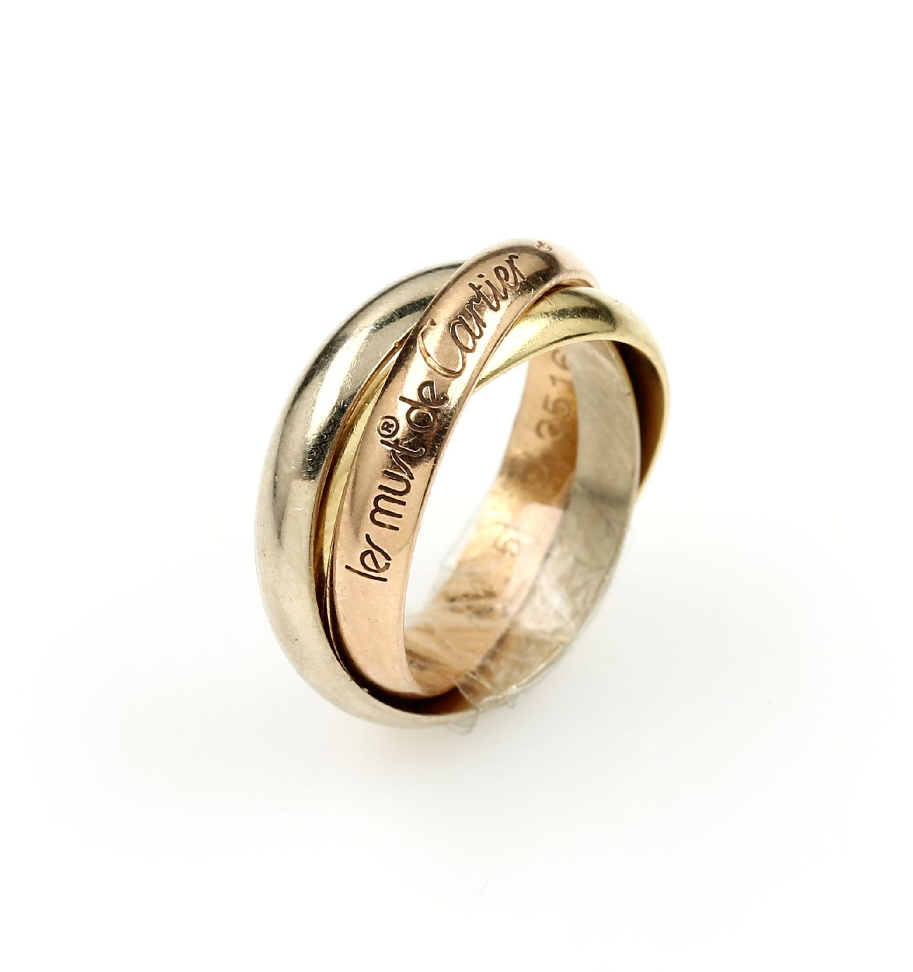 18 kt Gold CARTIER Trinity Ring, "Le must de Cartier", GG/WG/RG 750/000, sign. und num.,RW 51, ca.