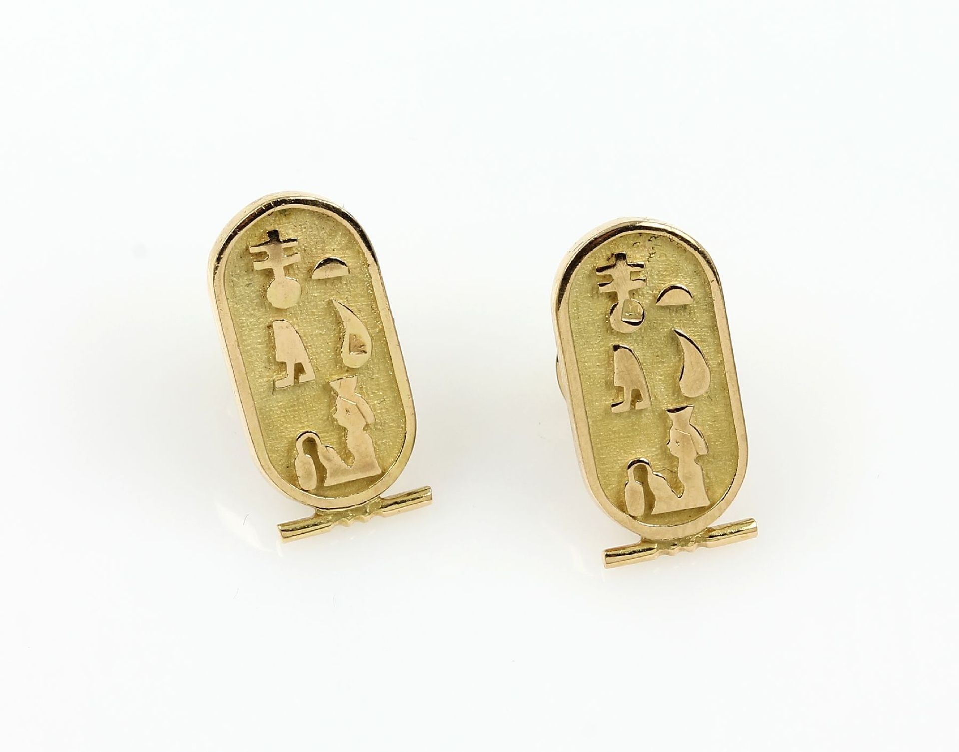 Paar Ohrstecker mit arab. Schriftzeichen, GG mind. 21.6 kt gepr., total ca. 8.4 gPair of earrings