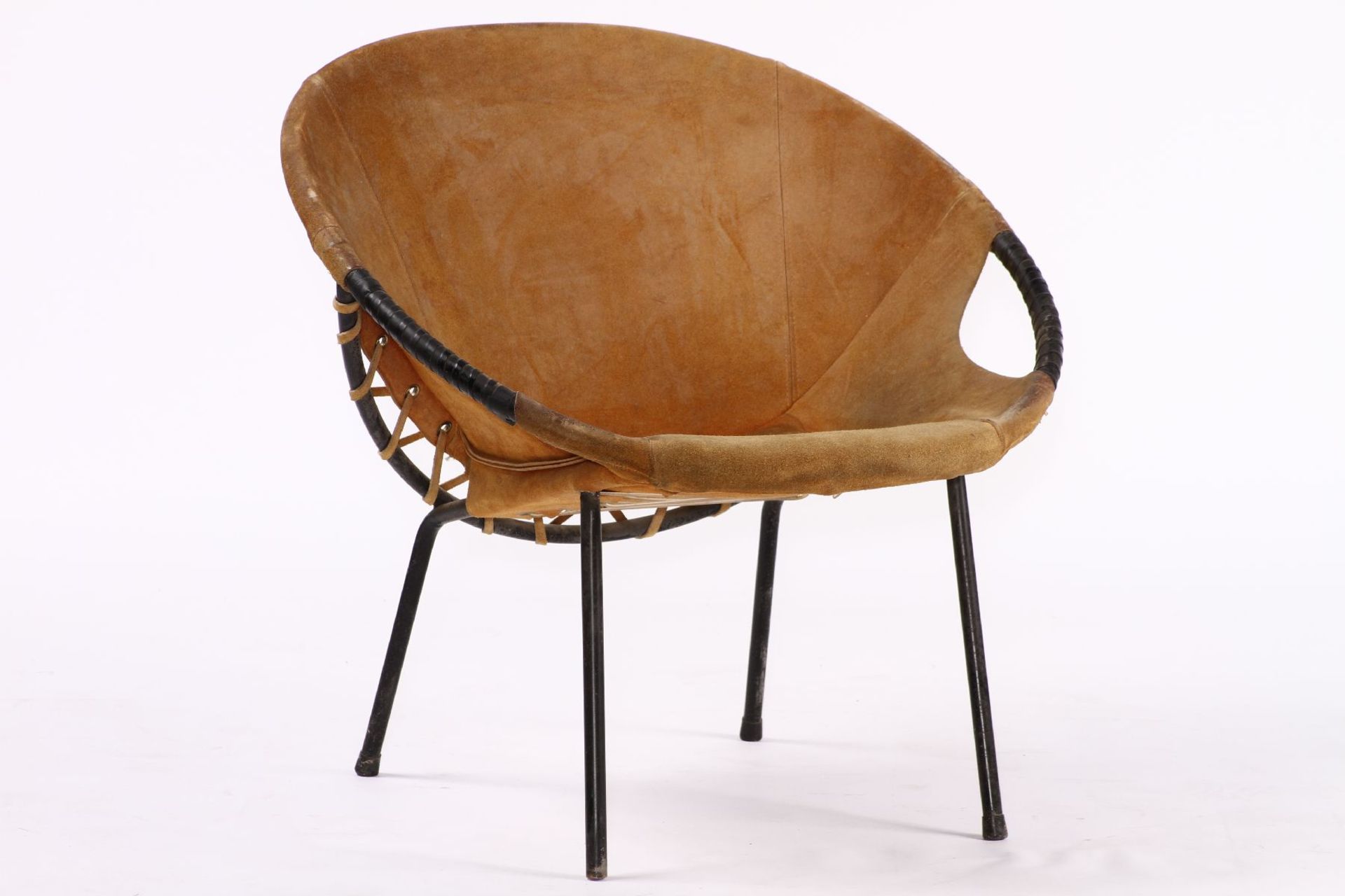 Circle Balloon Chair, "Lusch & Co", Deutschland, 1960er-Jahre, Gestell schwarz lackiert, dieses