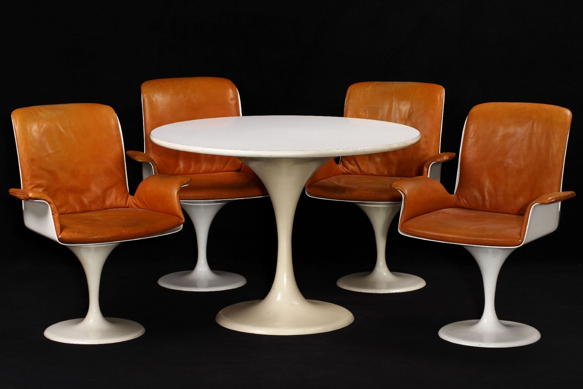 Tisch mit 4 Stühlen, "Herman Miller", um 1965/70, typische Formen der angehenden 60er Jahre nach