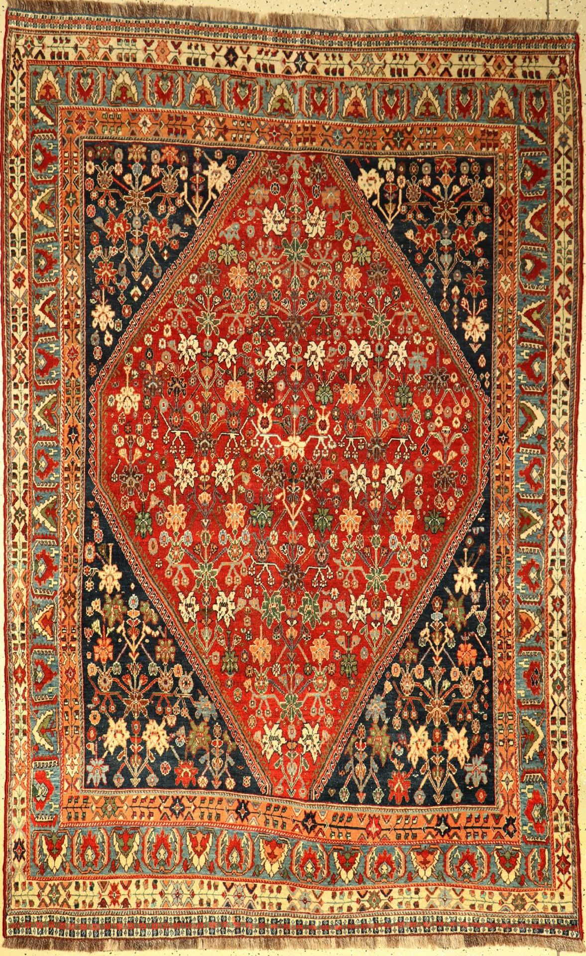 Gashgai Gaschguli alt, Persien, um 1930, Wolle auf Wolle, ca. 255 x 160 cm, dekorativ, selten,