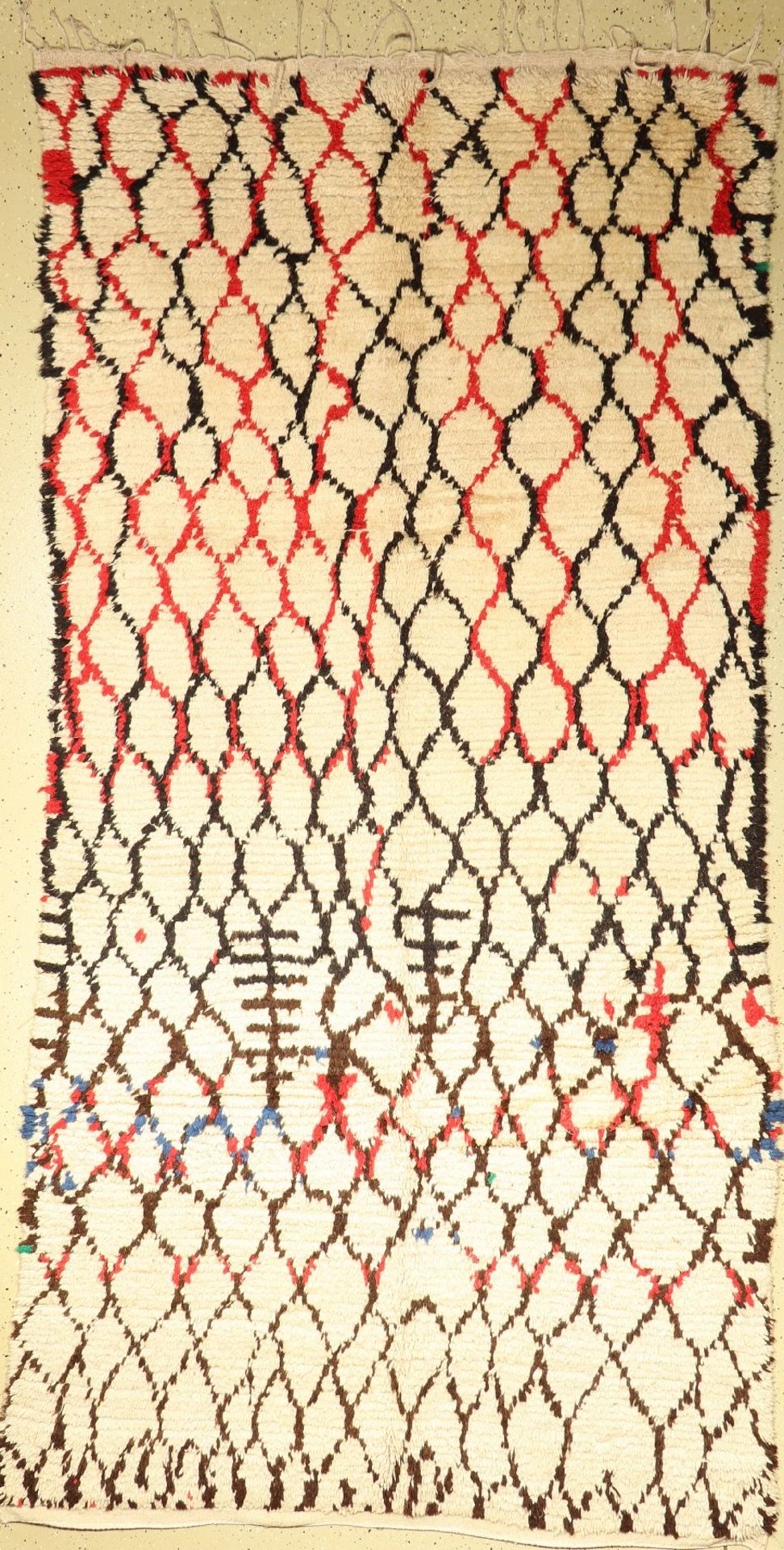 Marokko alt, um 1970, Wolle auf Baumwolle, ca. 330 x 170 cm, dekorativ, EHZ: 2Morocco old, around