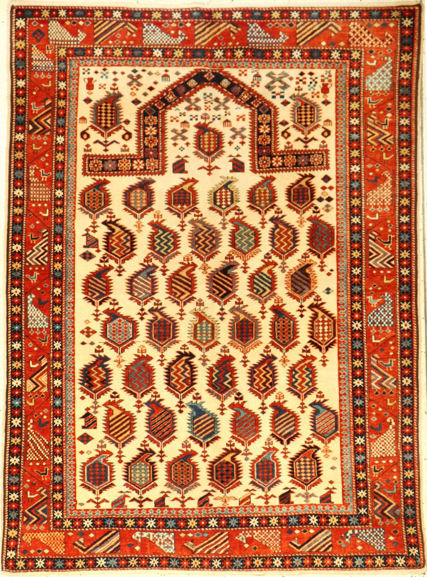 Feiner Azeri Schirwan, Azeri, ca. 30 Jahre,Wolle auf Baumwolle, ca. 166 x 122 cm, Marasali Design,