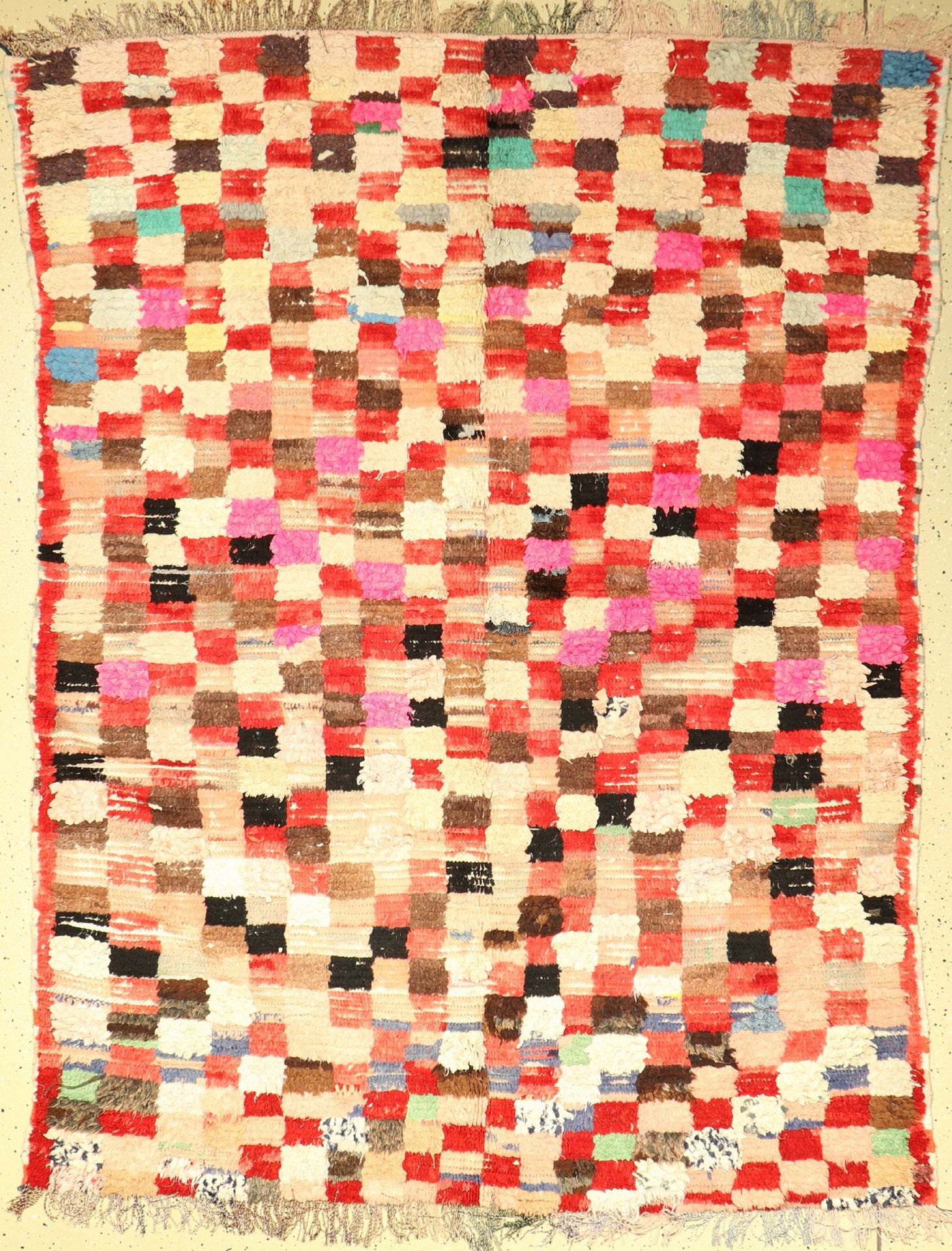 Marokko alt, um 1970, Stoff auf Baumwolle, ca. 216 x 170 cm, dekorativ, EHZ: 2Morocco old, around