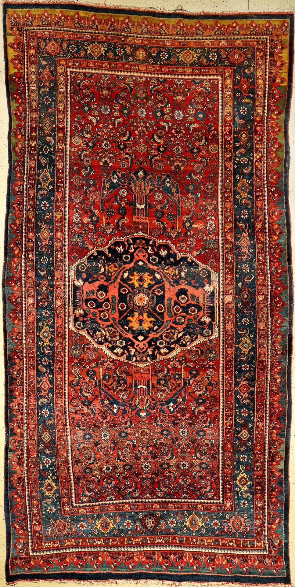 Bidjar alt, Persien, um 1920, Wolle auf Baumwolle, ca. 375 x 188 cm, seltenes Format, dekorativ,