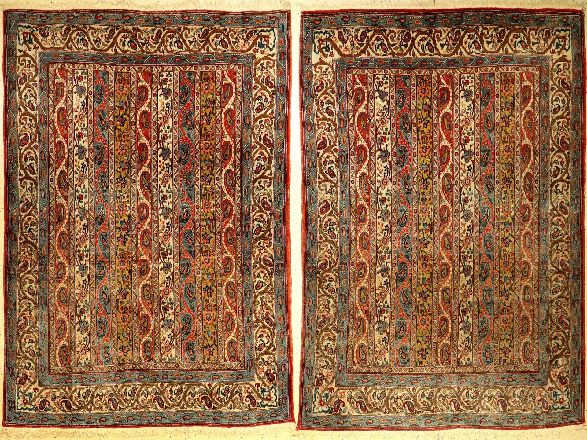 1 Paar Ghom alt, Persien, ca. 60 Jahre, Wolle auf Baumwolle, ca. 201 x 137 cm, EHZ: 31 pair of Qom