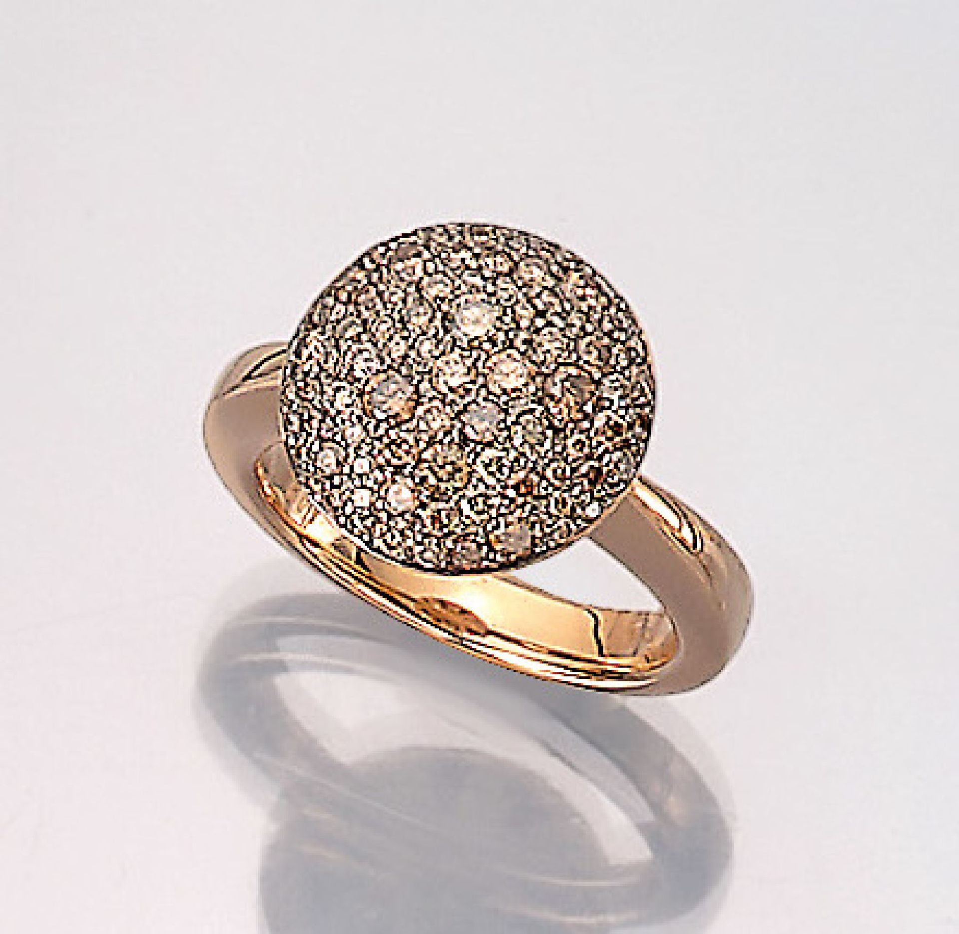 18 kt Gold LEO WITTWER Ring mit Brillanten, RoseG/WG 750/000, Ringkopf in WG gearbeitet,