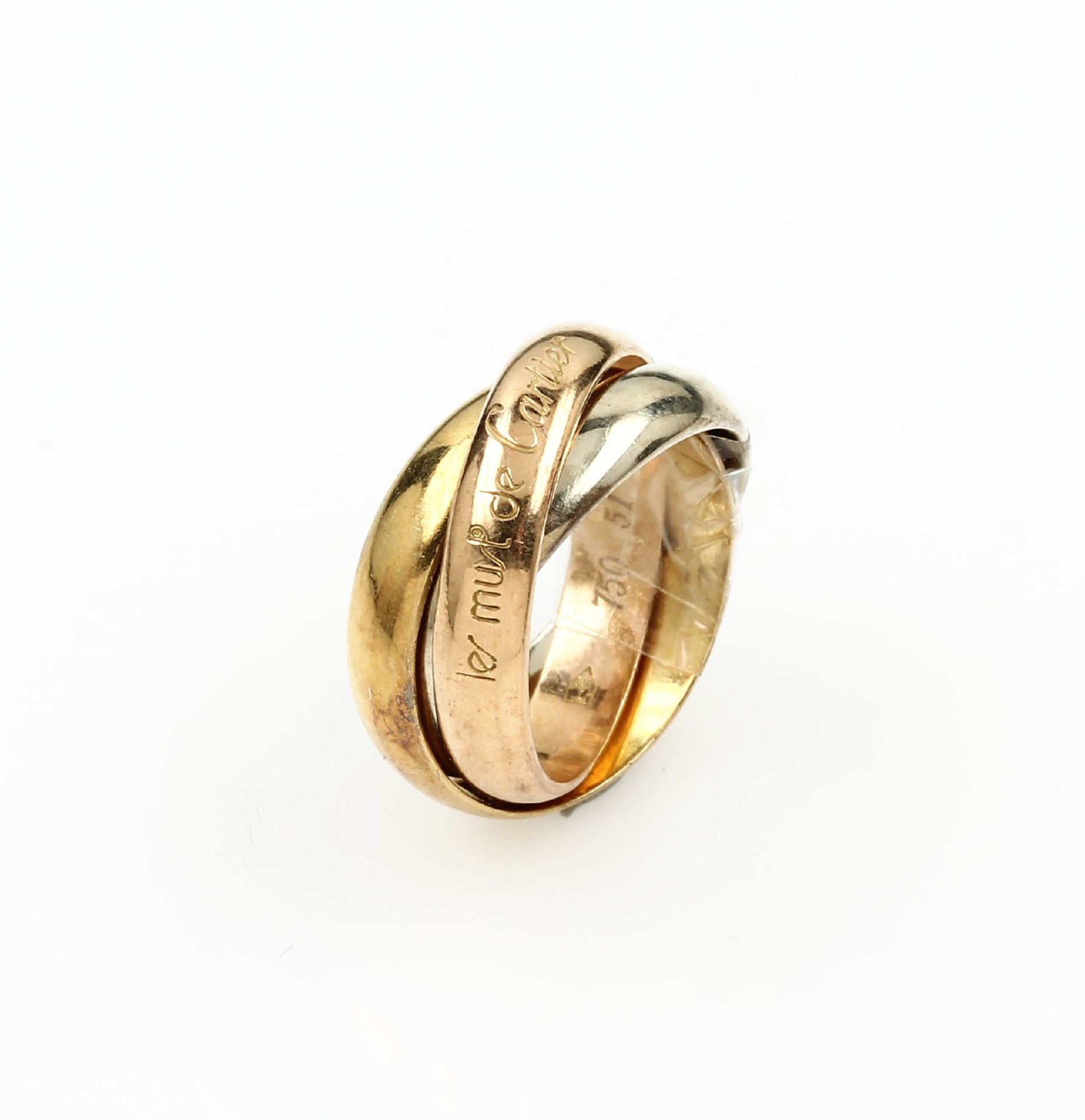 18 kt Gold MUST DE CARTIER Trinity Ring, GG/RG/WG 750/000, RW 51, sign.