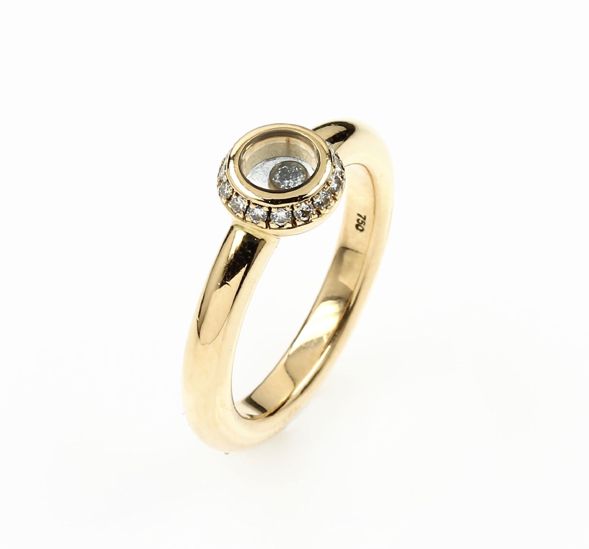 18 kt Gold CHOPARD Ring "Happy Diamond" mit Brillanten, GG 750/000, Brillanten zus. ca.0.1 ct feines