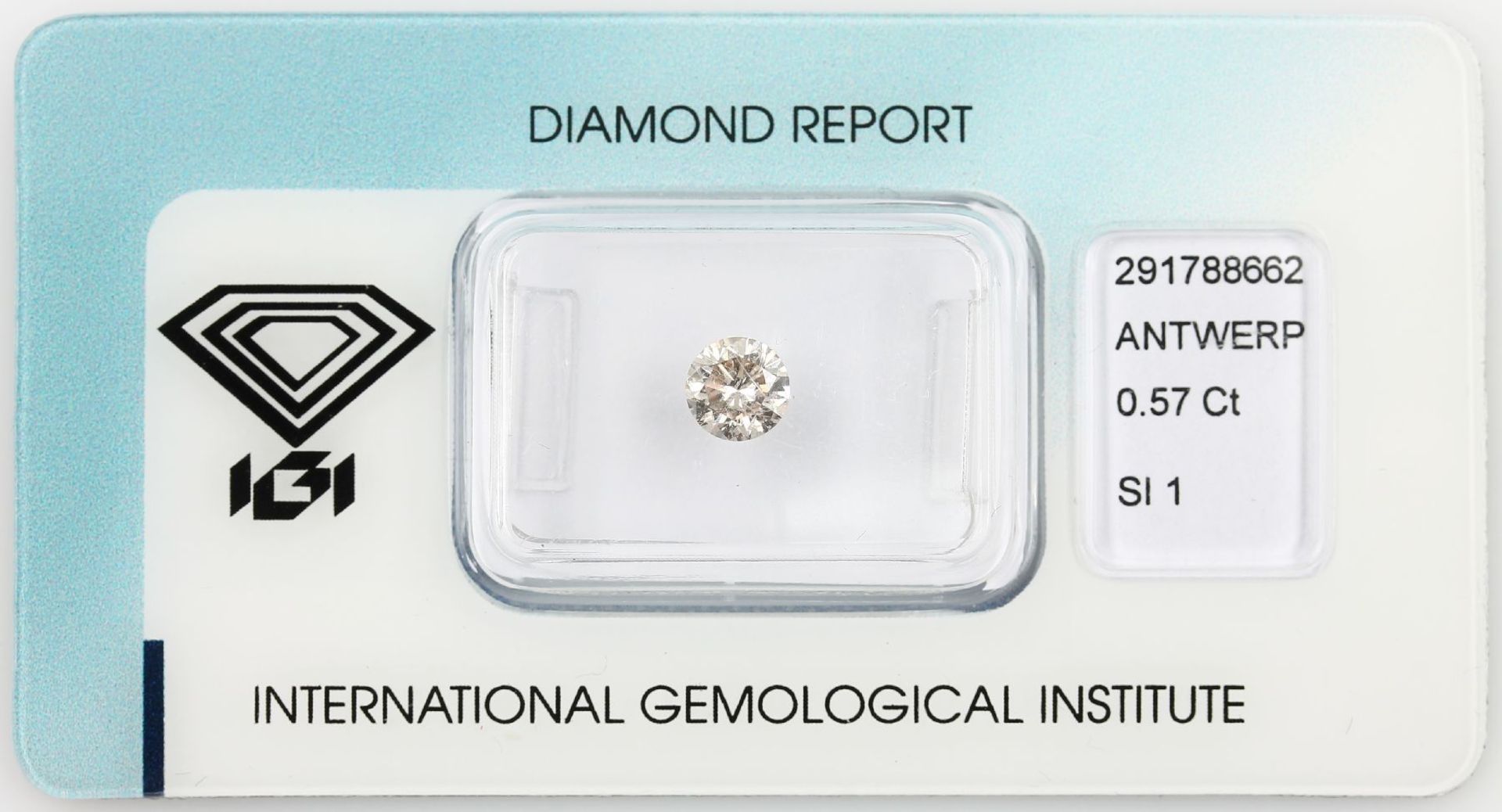 Loser Brillant, 0.57 ct Pinkish brown/si1, 5.25 x 5.32 x 3.28 mm, verschweißt, mit IGI- Expertise