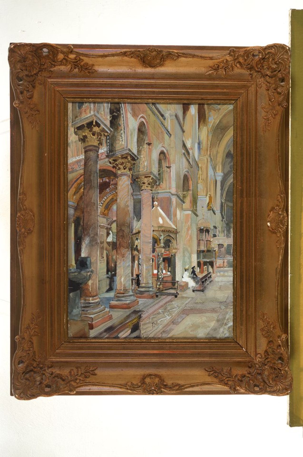 Heinrich Herrmanns, 1862-1942 Düsseldorf, Interieur, Ansicht von San Marco in Venedig, Aquarell - Bild 2 aus 2
