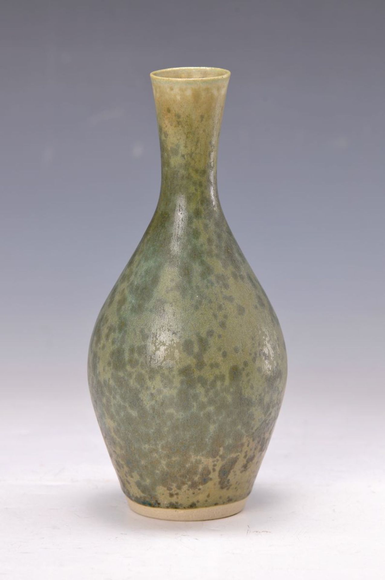 Kunstkeramik von Otto Hohlt, Katzbach, um 1950-1960, Vase, seladongrüne Kristallglasur mit