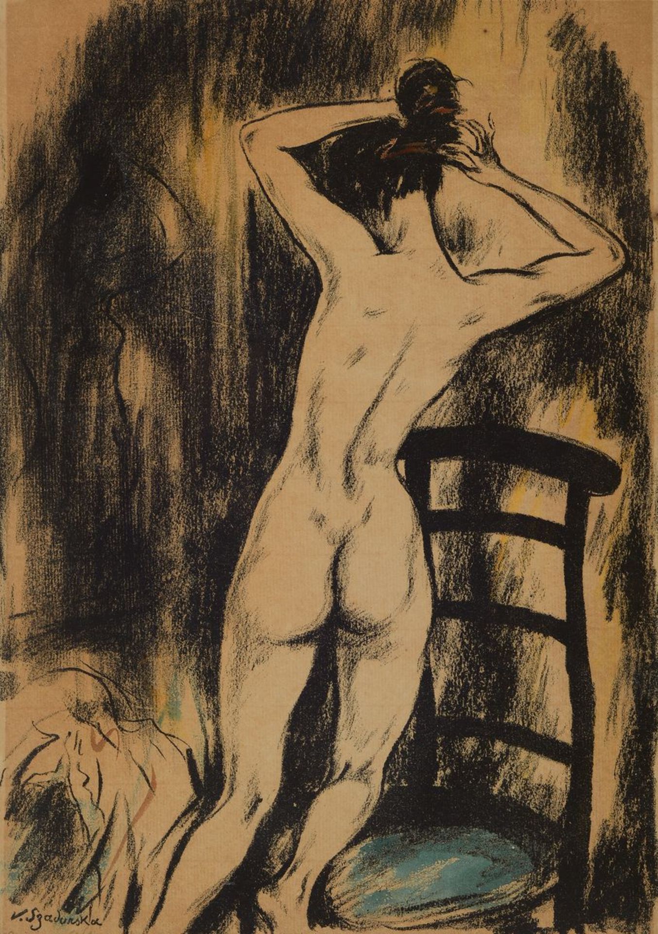 Kasia von Szadurska, 1876 Moskau-1942 Berlin, 2 Arbeiten: Akt, Gouache über Bleistift auf Papier, - Bild 2 aus 5