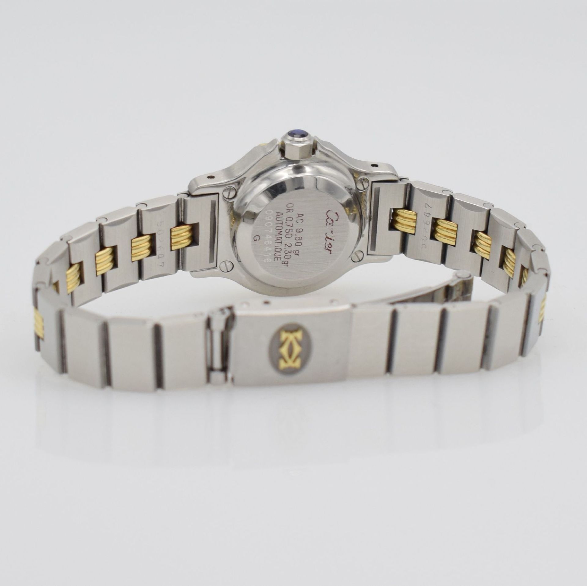 CARTIER Santos Damenarmbanduhr in Edelstahl & GG 750/000, Schweiz um 1990, Automatik, Stülpgeh., - Bild 6 aus 9