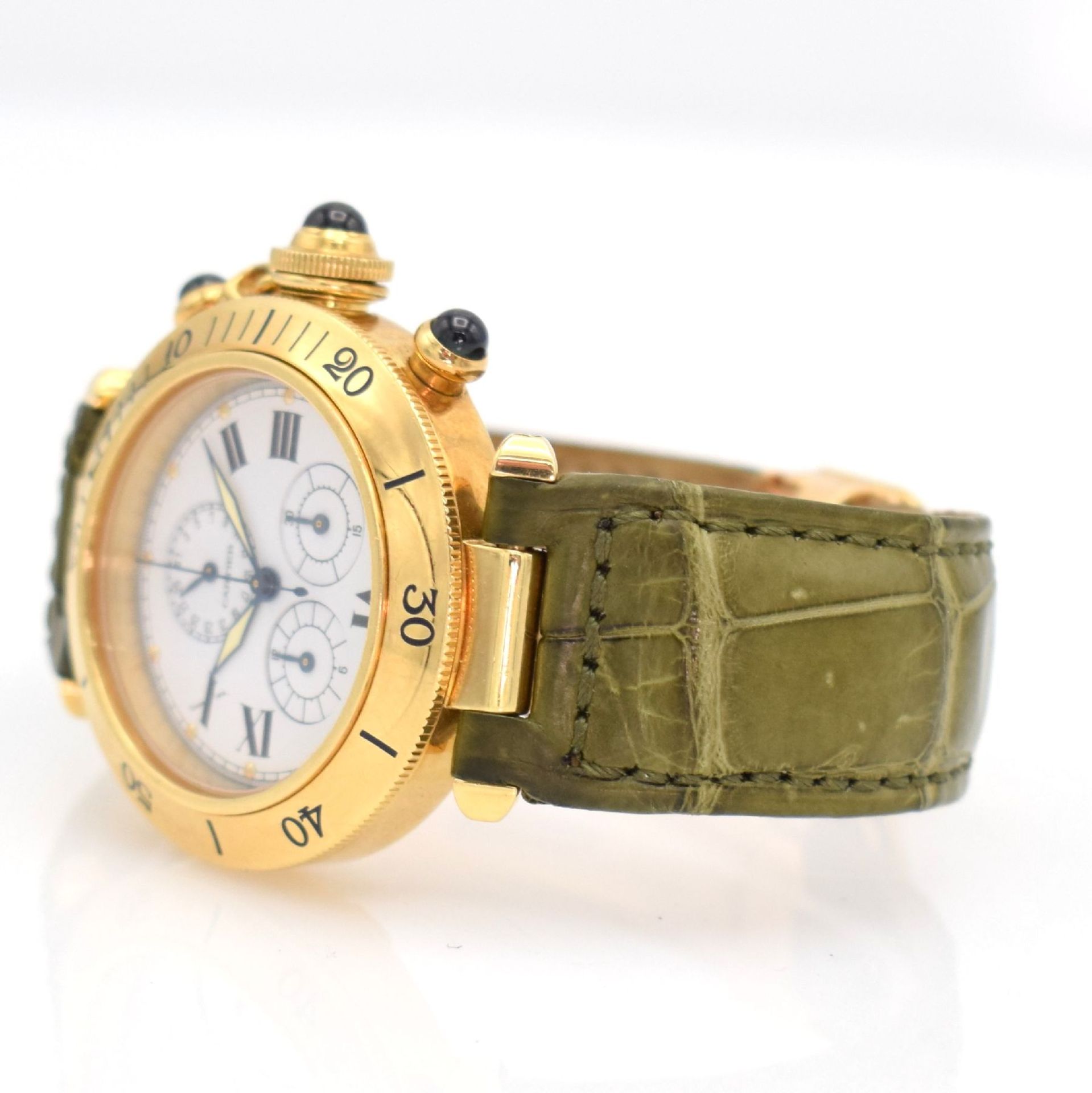 CARTIER Armbandchronograph Serie Pasha in GG 750/000, Schweiz um 2000, Ref. 1353.1, quarz, - Bild 5 aus 9