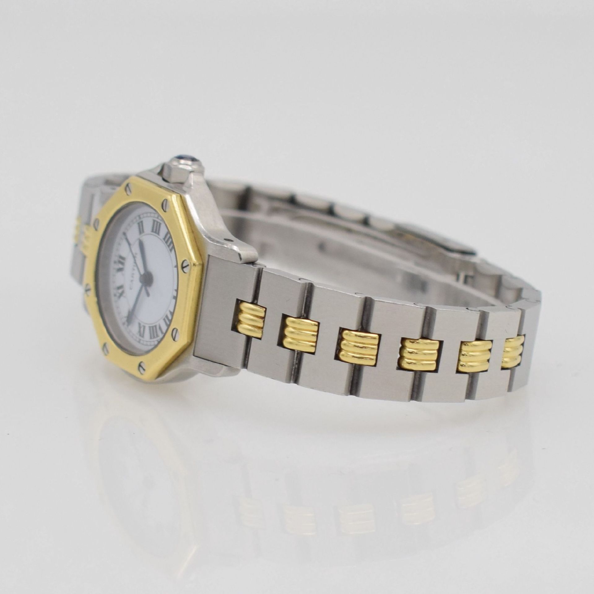 CARTIER Santos Damenarmbanduhr in Edelstahl & GG 750/000, Schweiz um 1990, Automatik, Stülpgeh., - Bild 5 aus 9