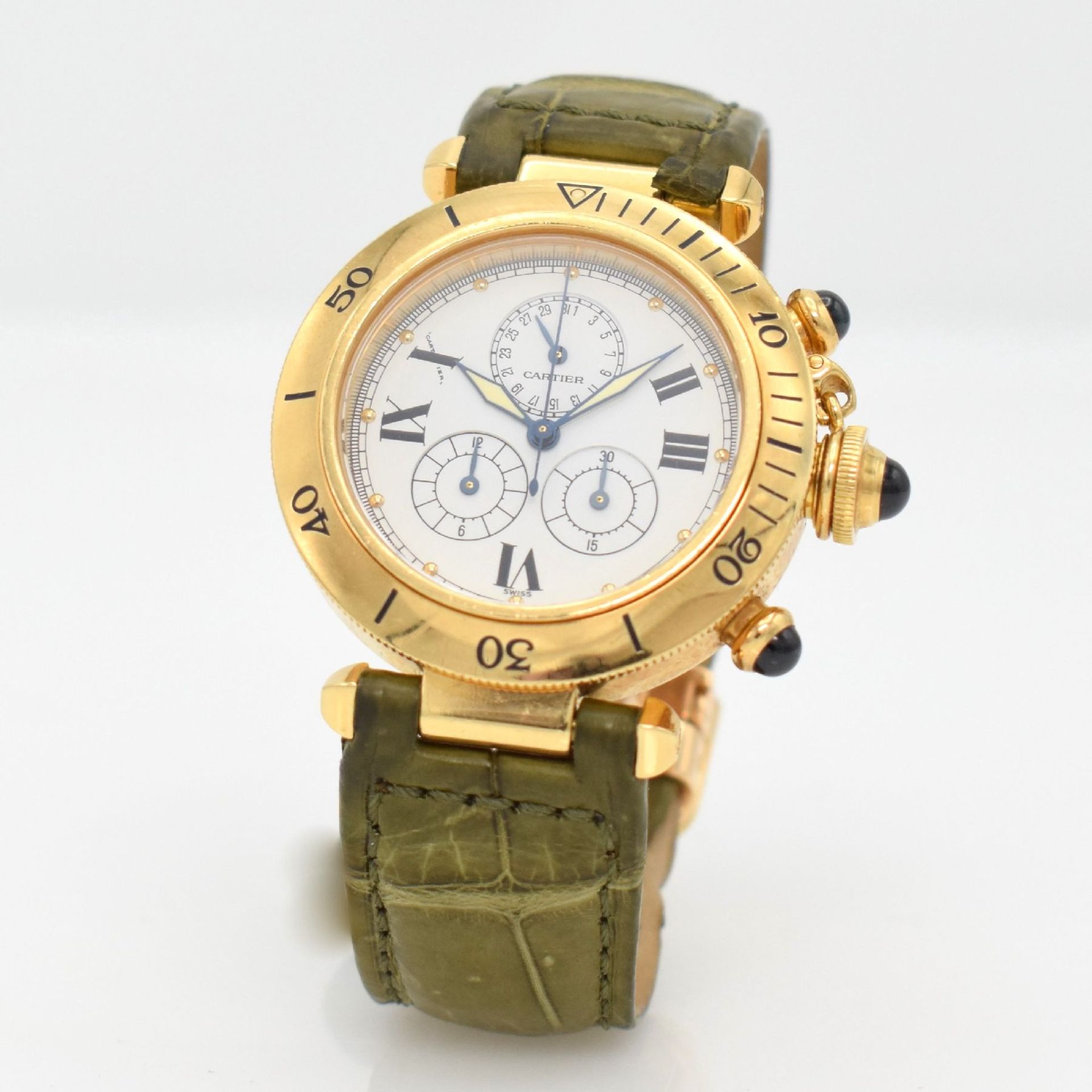 CARTIER Armbandchronograph Serie Pasha in GG 750/000, Schweiz um 2000, Ref. 1353.1, quarz, - Bild 3 aus 9