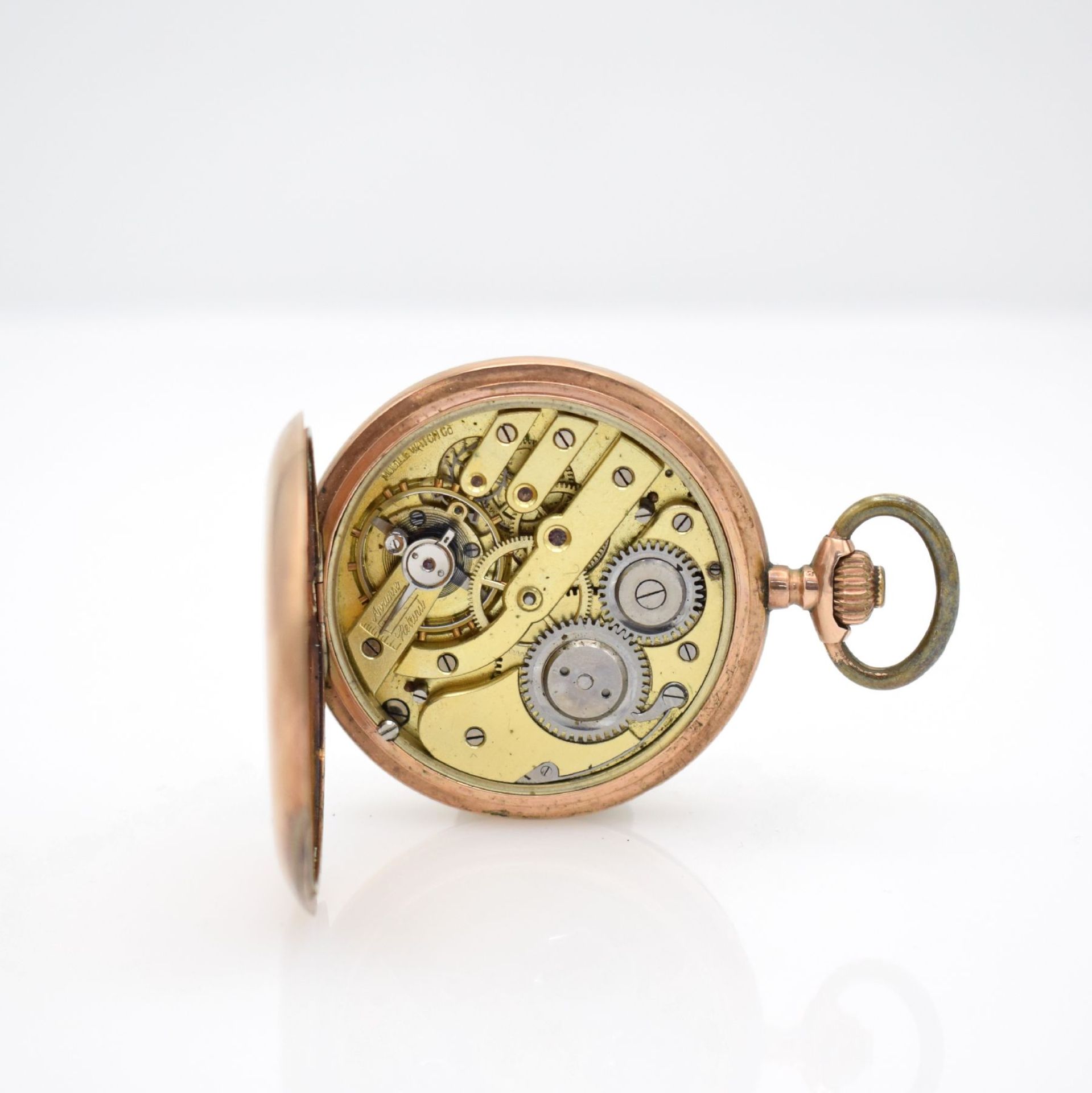 MOBILE WATCH Co. Savonette in RG 333/000, Schweiz um 1905, 2-Deckel Goldgeh. dell., Emailzifferbl. - Bild 8 aus 8