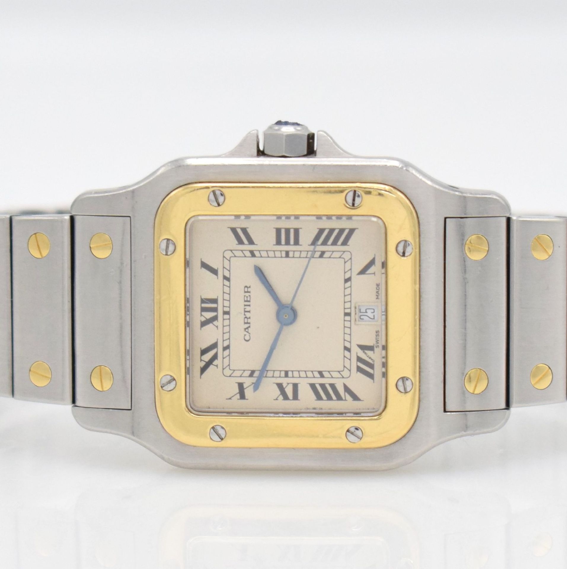 CARTIER Santos Herrenarmbanduhr in Edelstahl/ Gold, Schweiz verk. 12/1989 lt. beil. Zert., Boden - Bild 2 aus 7