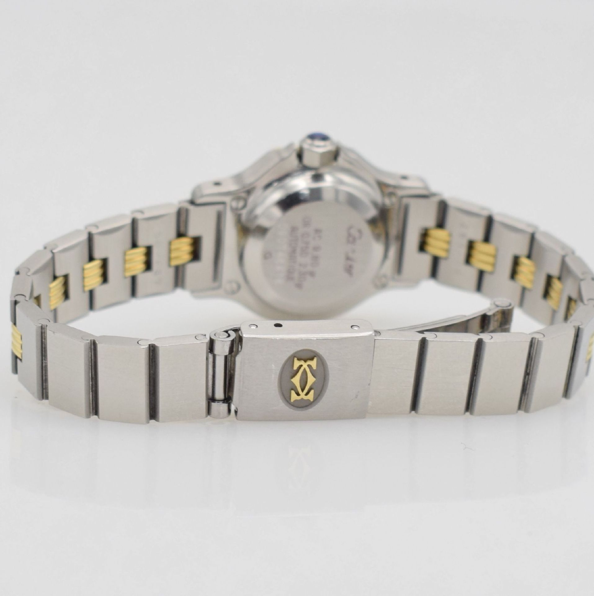 CARTIER Santos Damenarmbanduhr in Edelstahl & GG 750/000, Schweiz um 1990, Automatik, Stülpgeh., - Bild 7 aus 9